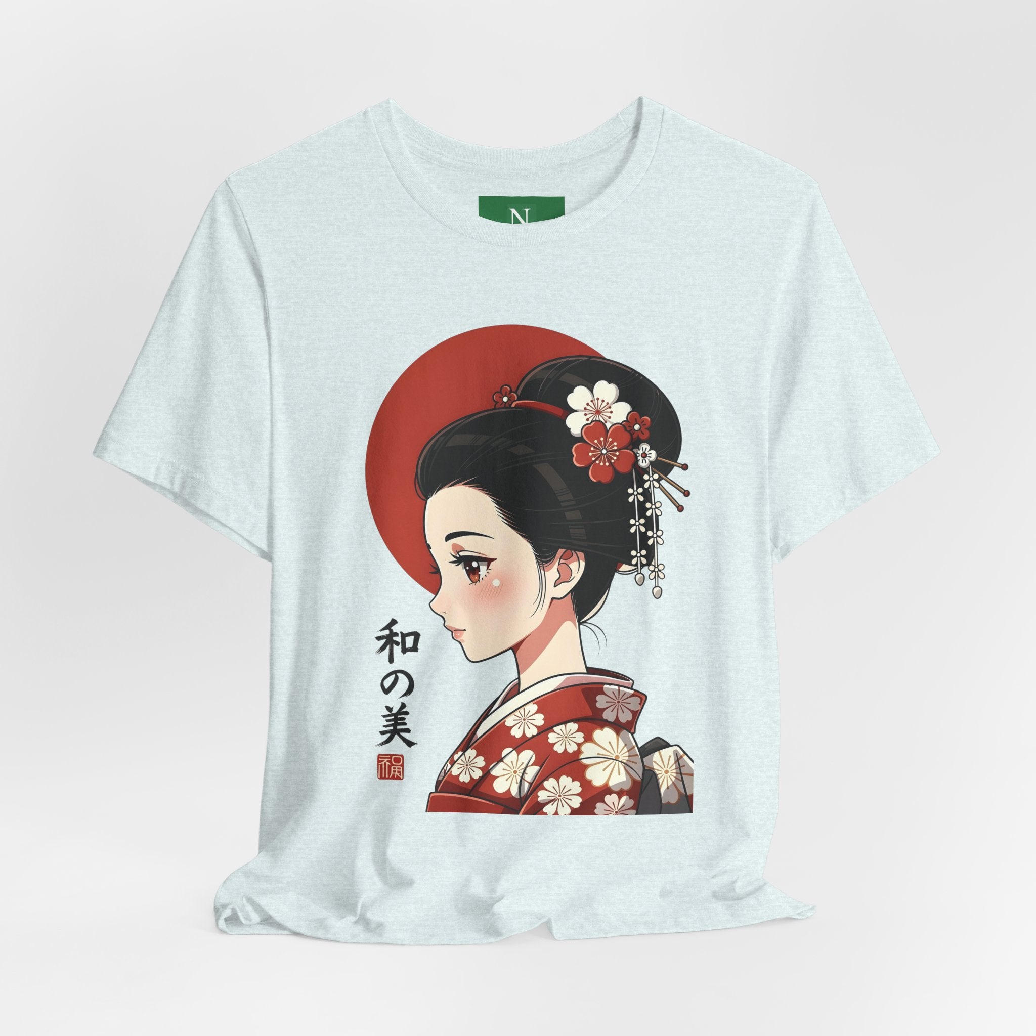 Geisha Portrait Tee — Japanese Floral Kimono Art T-Shirt