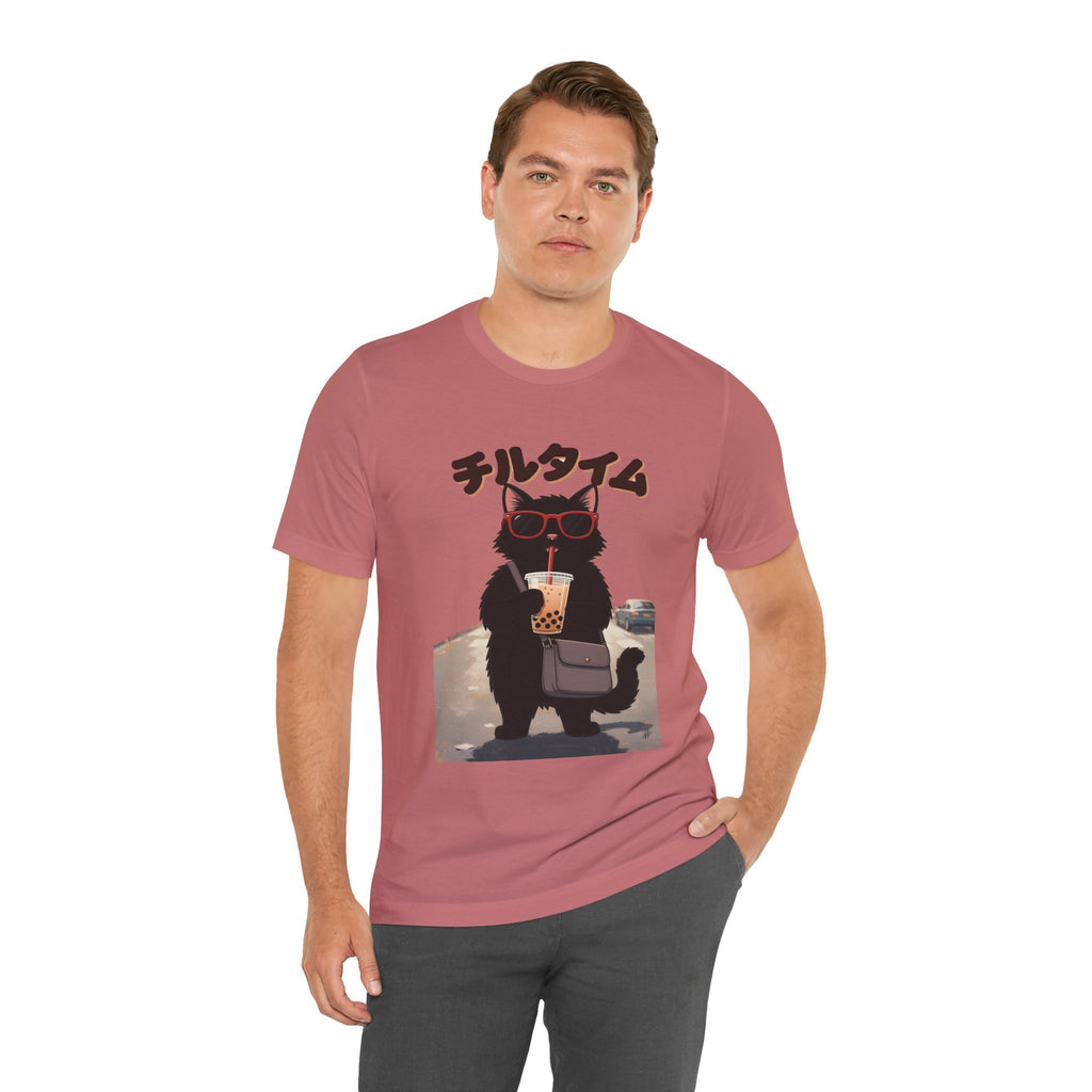 Boba Cat Tee — Cute Cat Drinking Bubble Tea Graphic T-Shirt