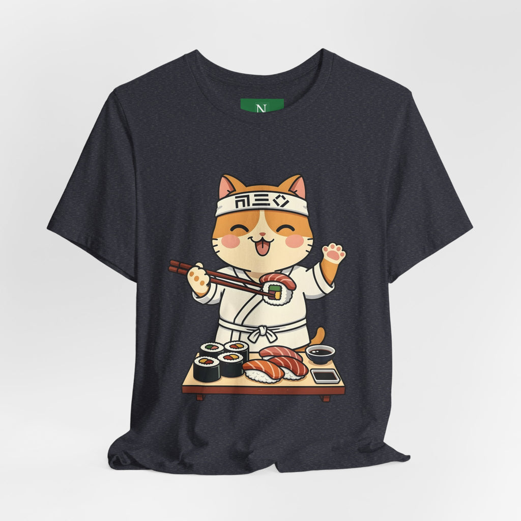 Sushi Chef Cat T‑Shirt — Cute Kawaii Cat Making Sushi Graphic Tee
