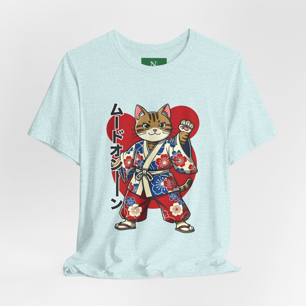Samurai Cat T‑Shirt — Kawaii Japanese Kimono Cat Graphic Tee
