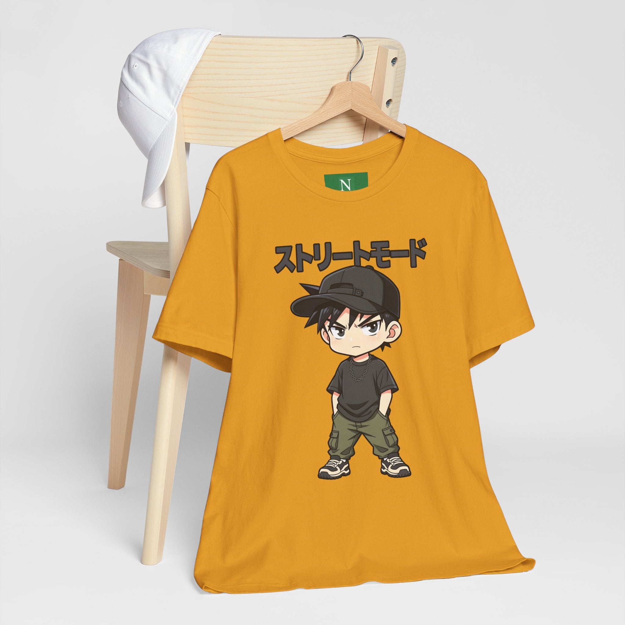 Street Mode Anime Boy T-Shirt — Japanese Text Graphic Tee