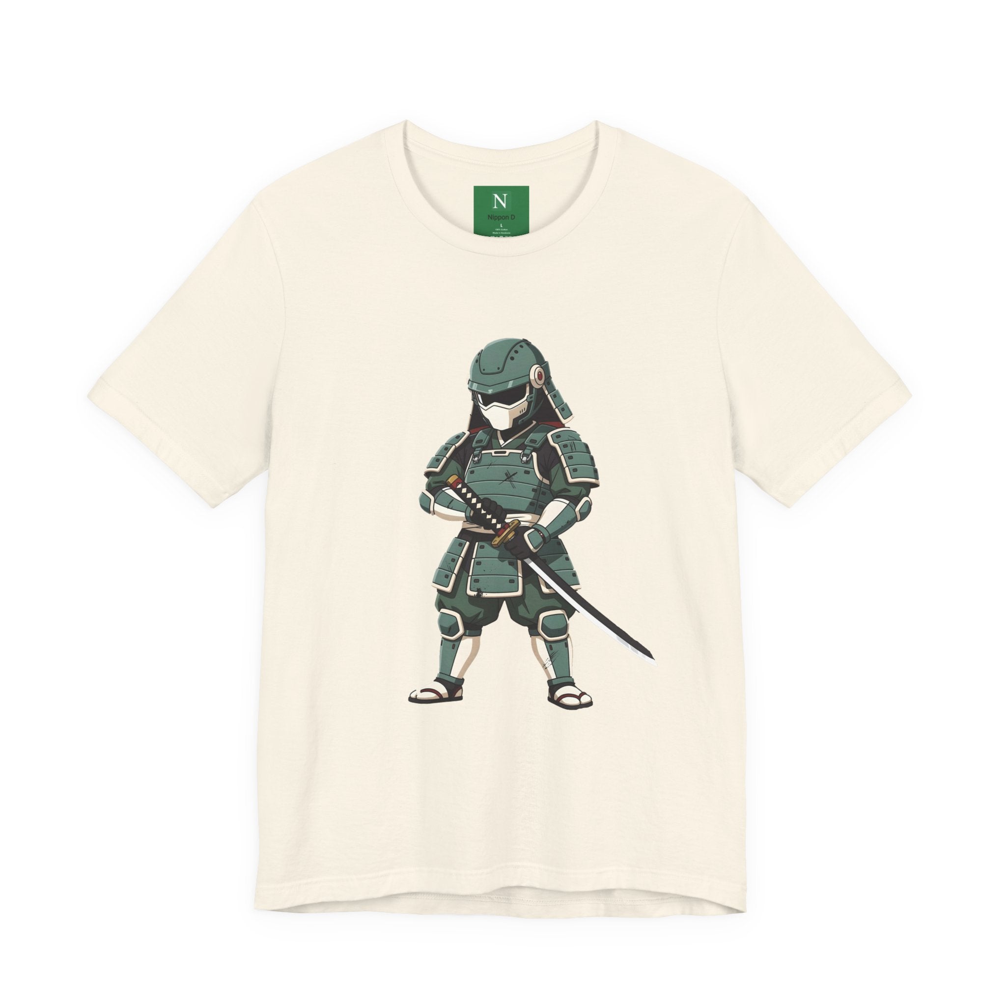 Samurai Cat T-Shirt – Cute Armored Kitty with Katana Graphic