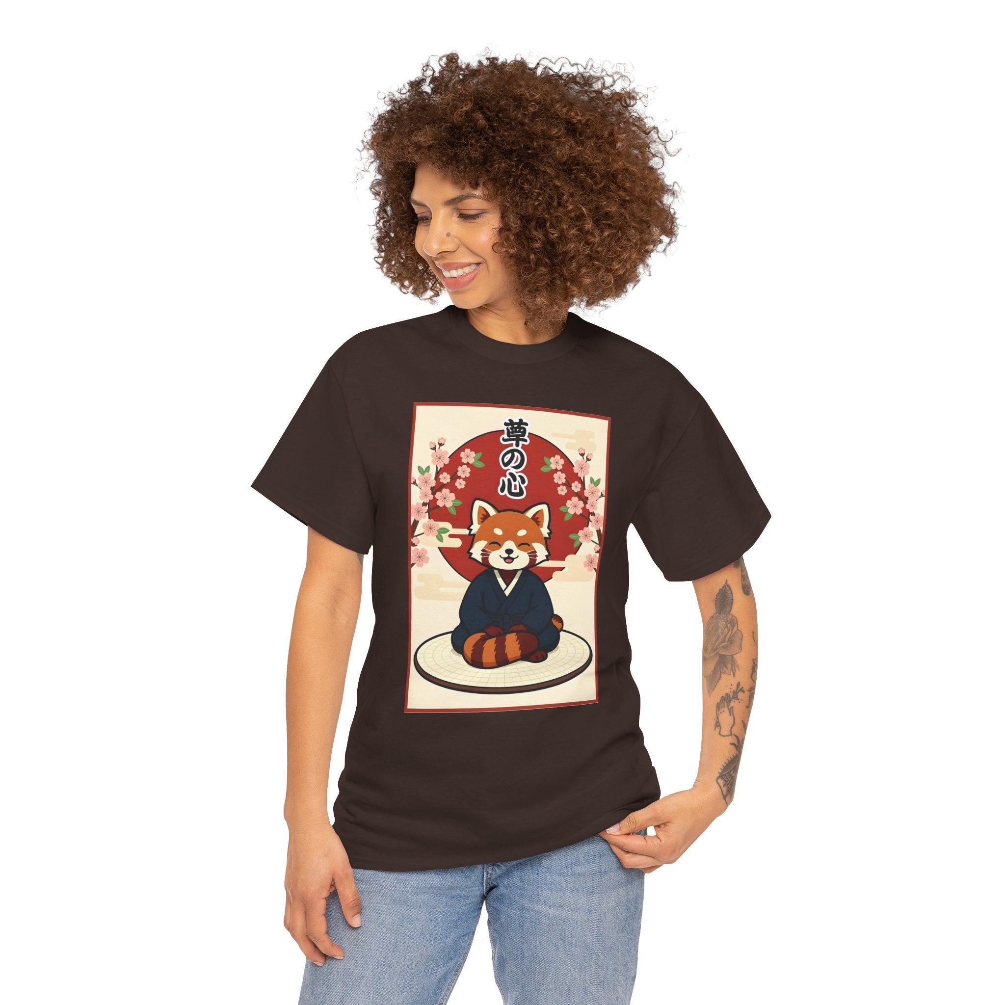 Red Panda Zen T-Shirt — Cute Japanese-Inspired Meditation Design
