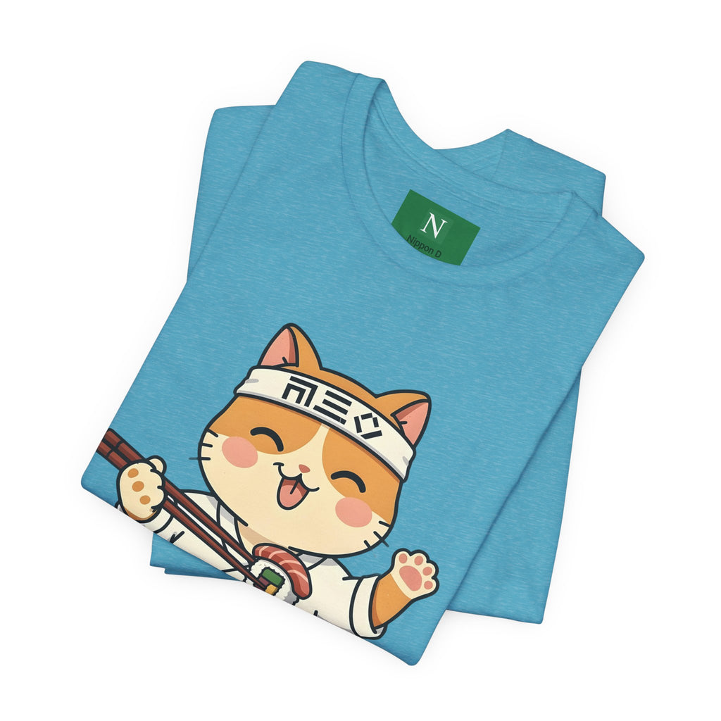 Sushi Chef Cat T‑Shirt — Cute Kawaii Cat Making Sushi Graphic Tee