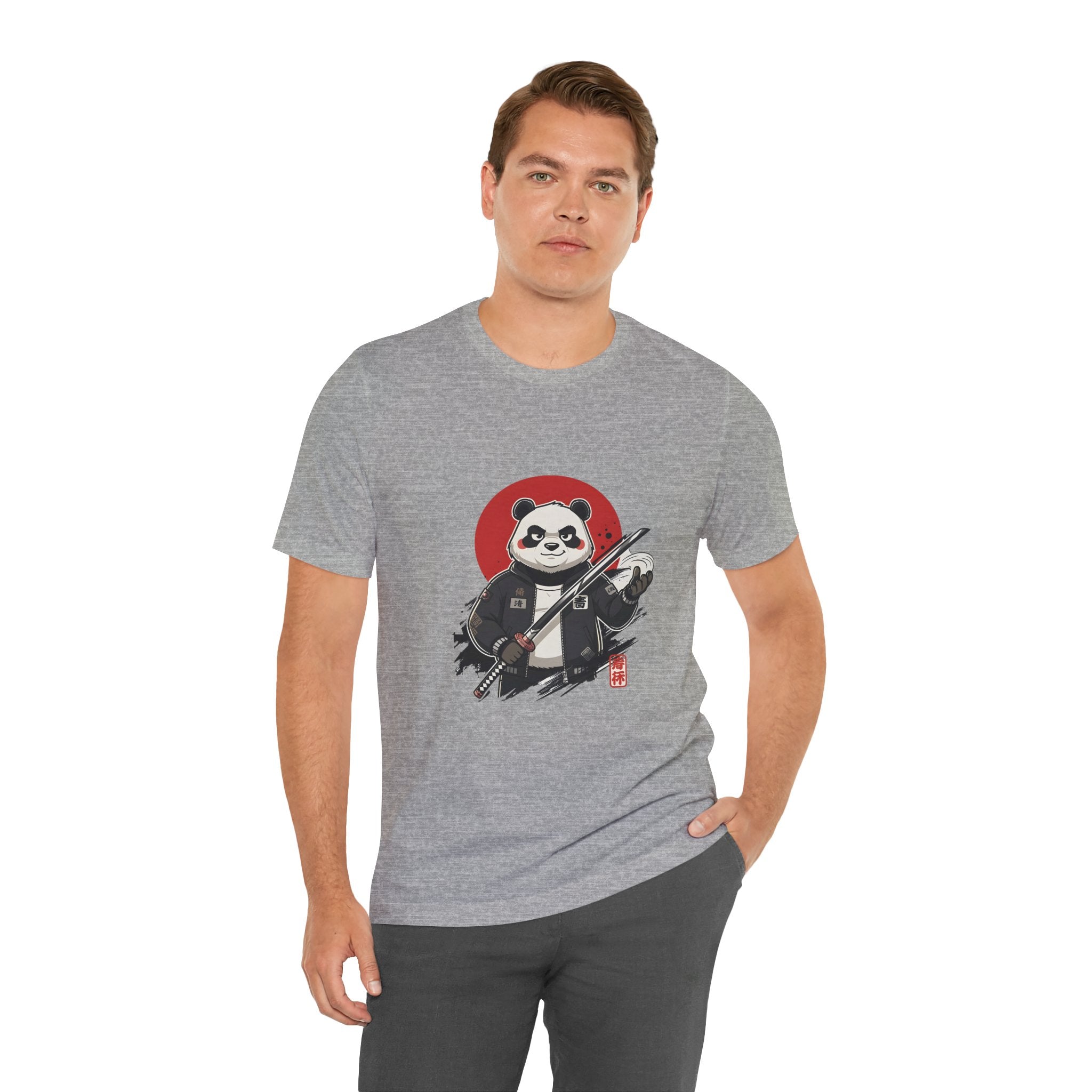 Samurai Panda T-Shirt — Cute Warrior Graphic Tee with Red Sun
