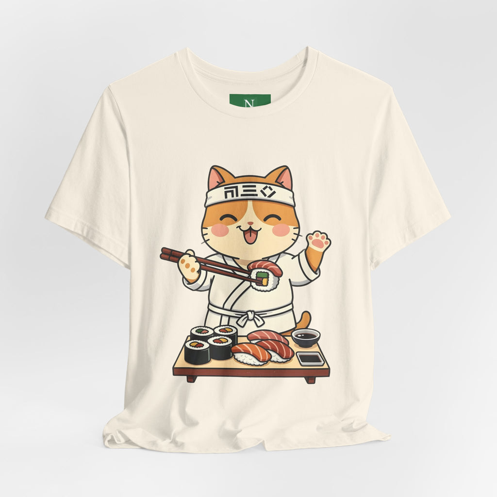 Sushi Chef Cat T‑Shirt — Cute Kawaii Cat Making Sushi Graphic Tee