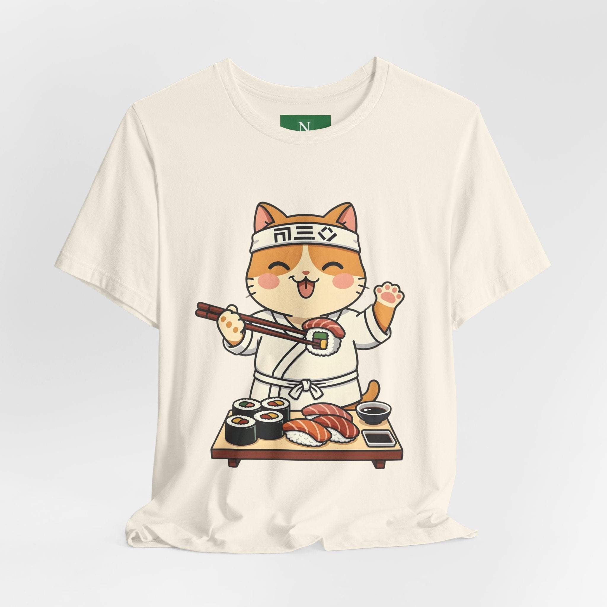 Sushi Chef Cat T‑Shirt — Cute Kawaii Cat Making Sushi Graphic Tee