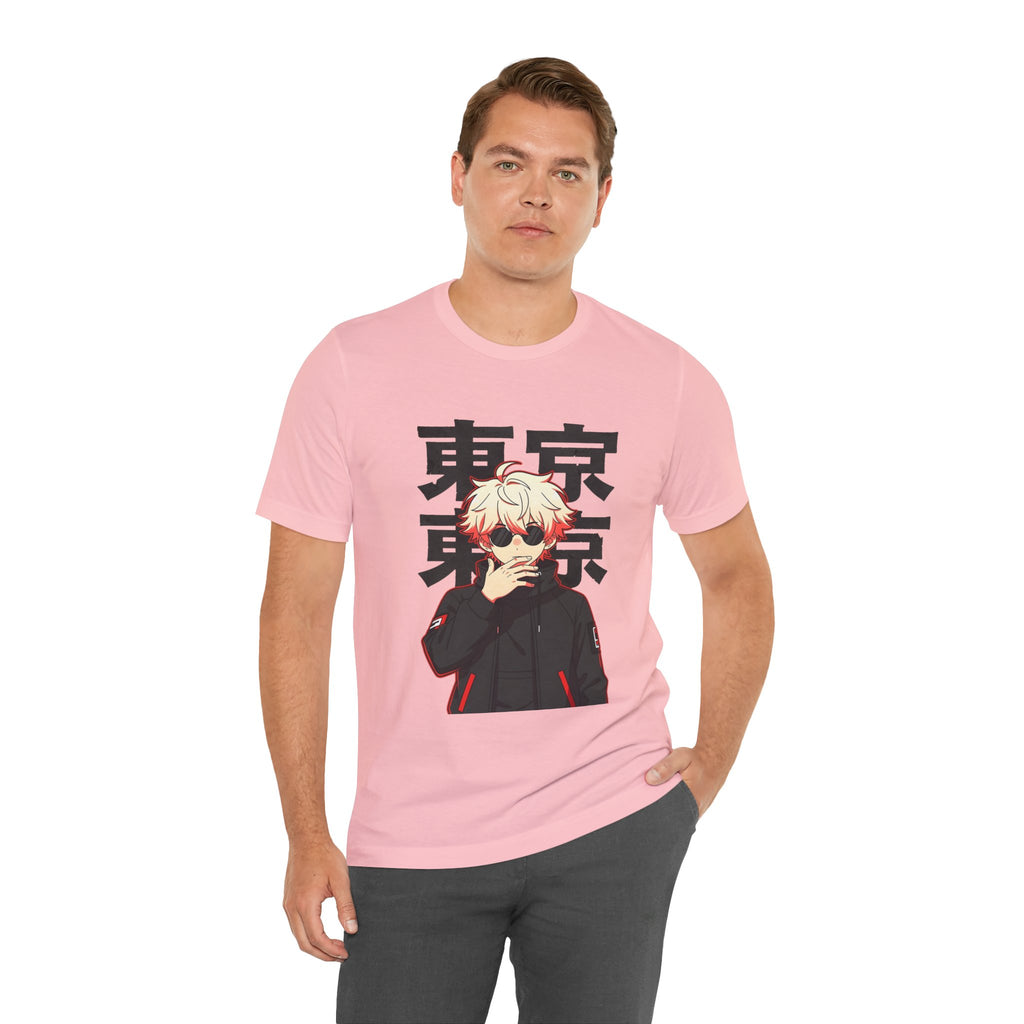 Tokyo Anime Graphic Tee — Blond Character with Kanji "東京"
