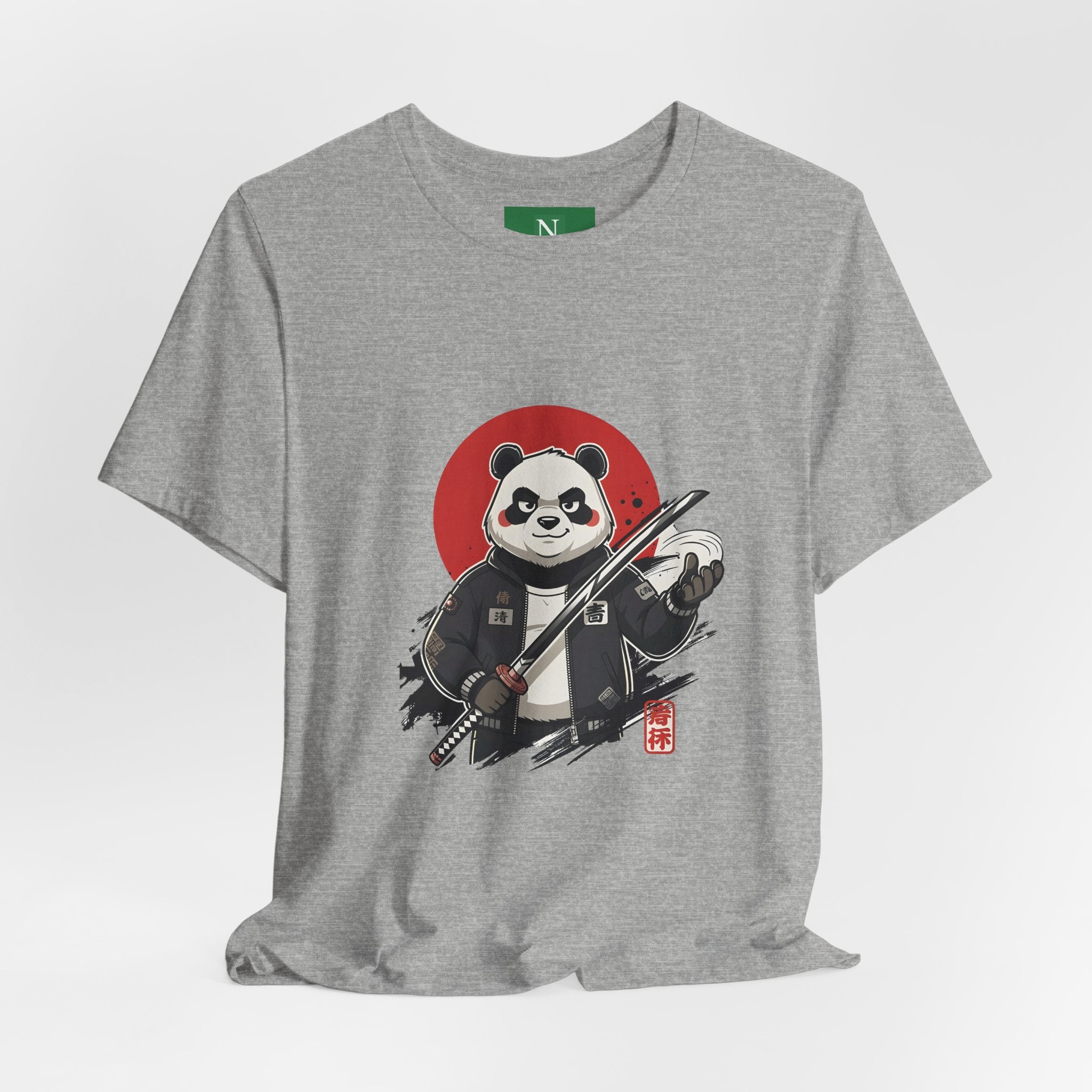 Samurai Panda T-Shirt — Cute Warrior Graphic Tee with Red Sun