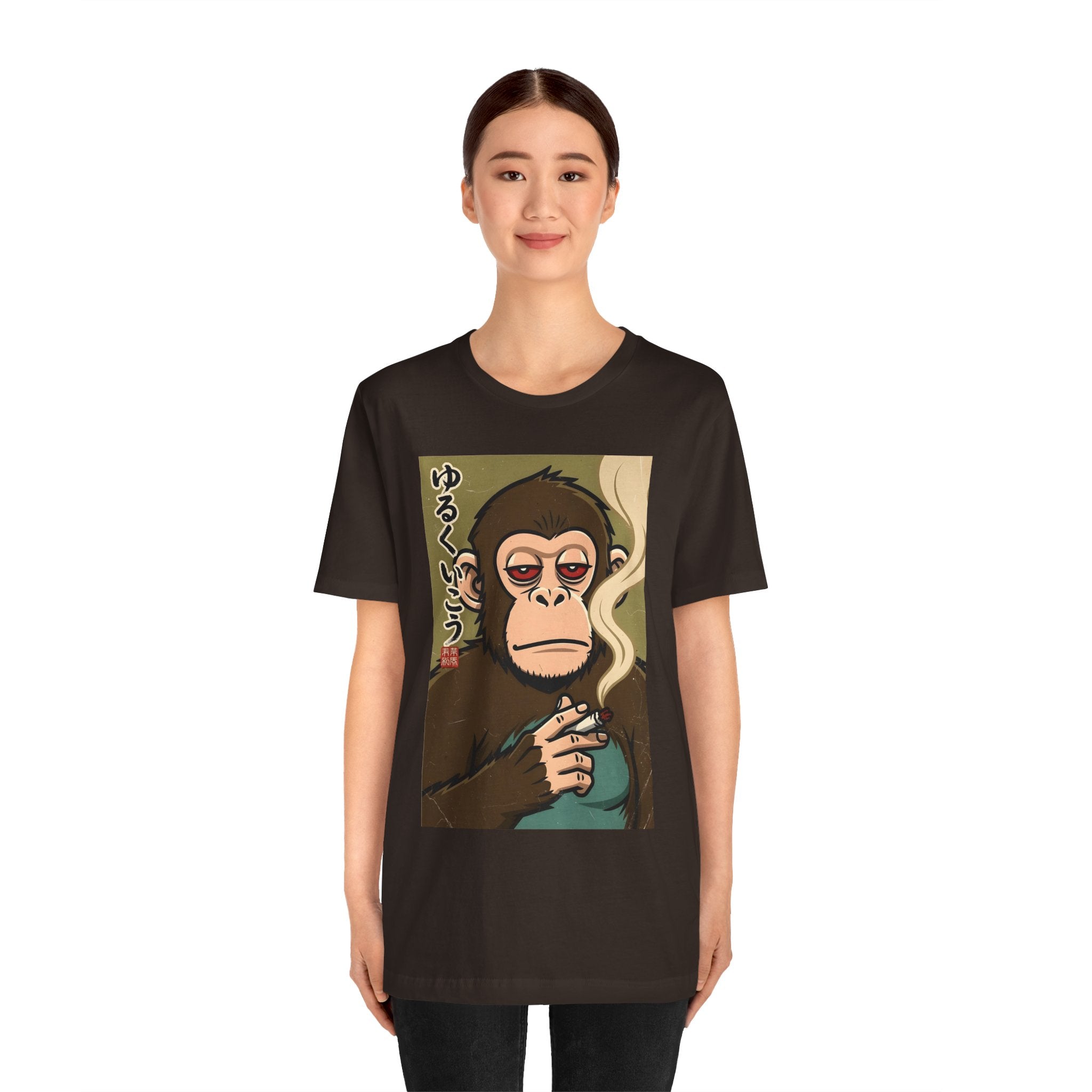 Smoking Monkey Graphic Tee — Japanese Retro Ape Illustration T-Shirt