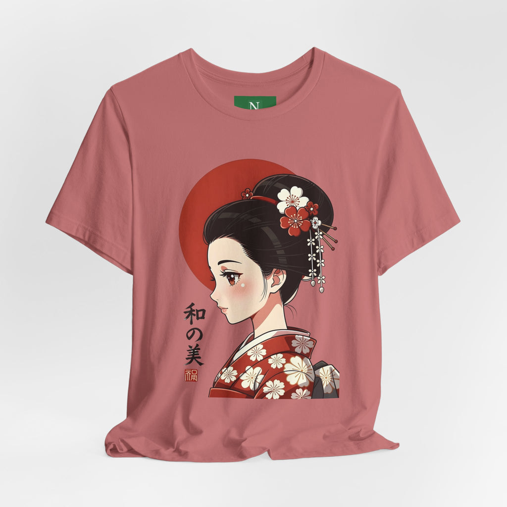 Geisha Portrait Tee — Japanese Floral Kimono Art T-Shirt