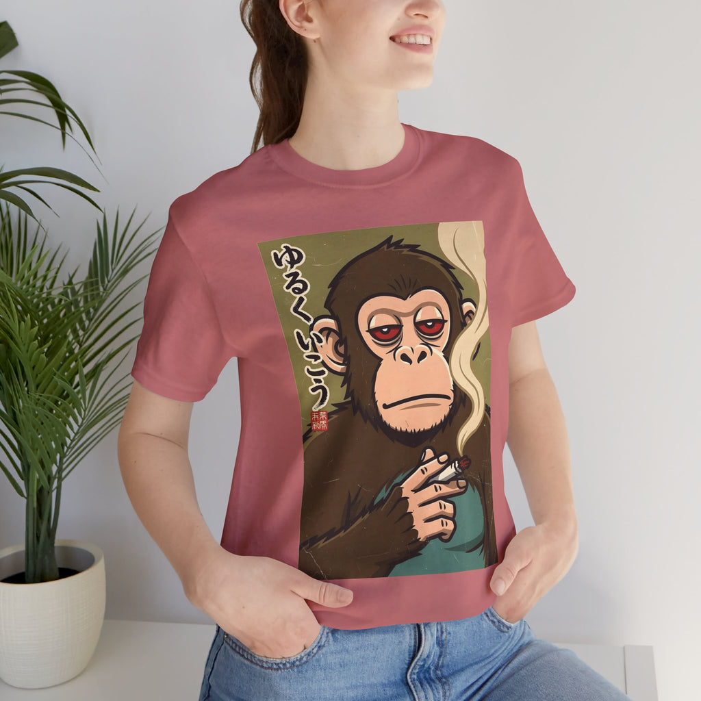Smoking Monkey Graphic Tee — Japanese Retro Ape Illustration T-Shirt