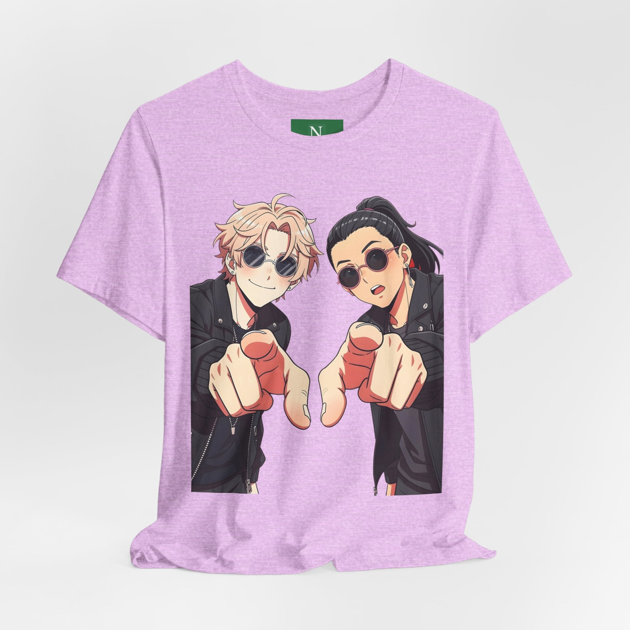 Anime Besties Pointing Tee — Cool Duo Illustration T‑Shirt