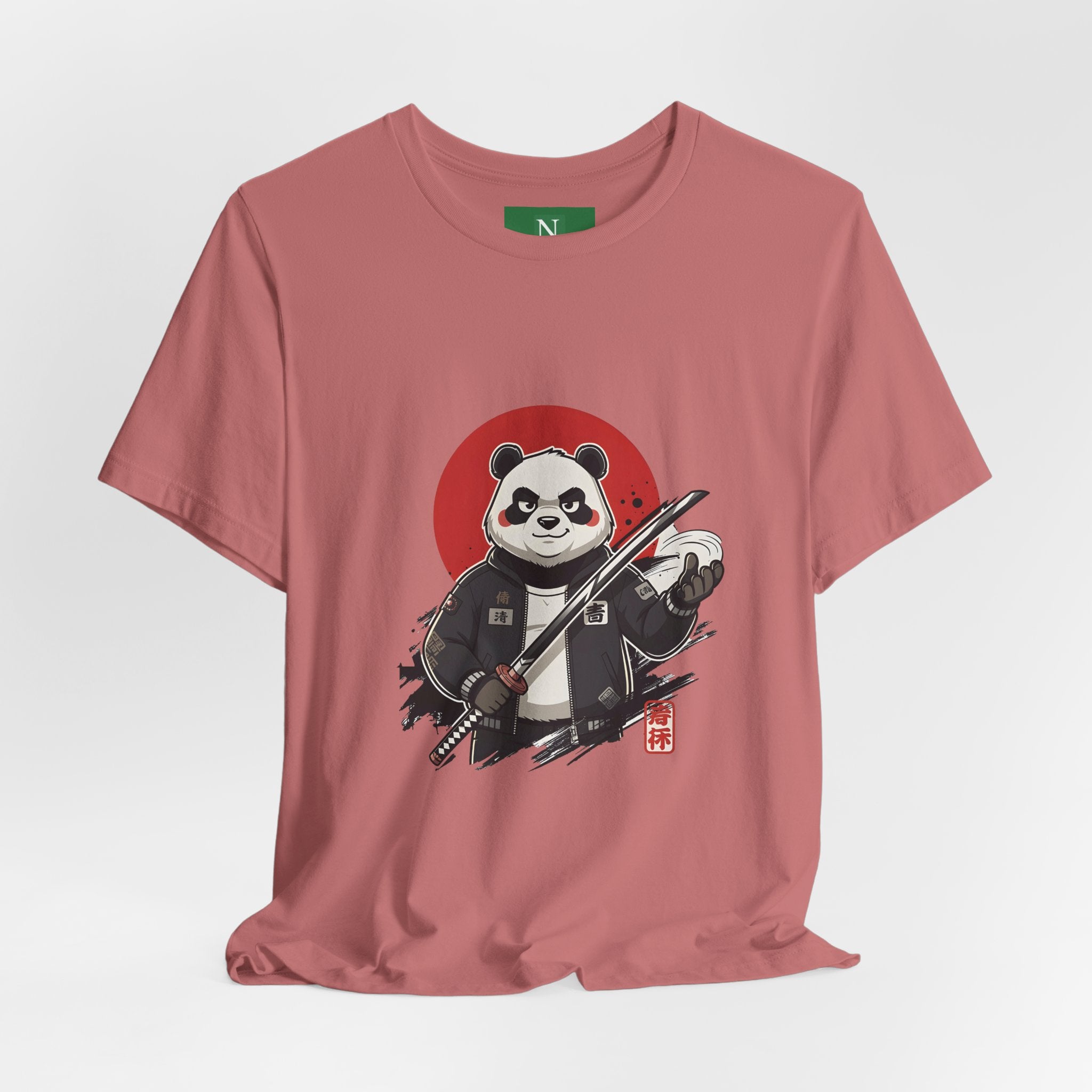 Samurai Panda T-Shirt — Cute Warrior Graphic Tee with Red Sun