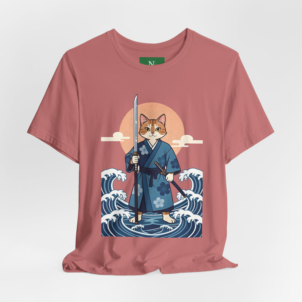 Samurai Cat T-Shirt — Japanese Wave Illustration Tee