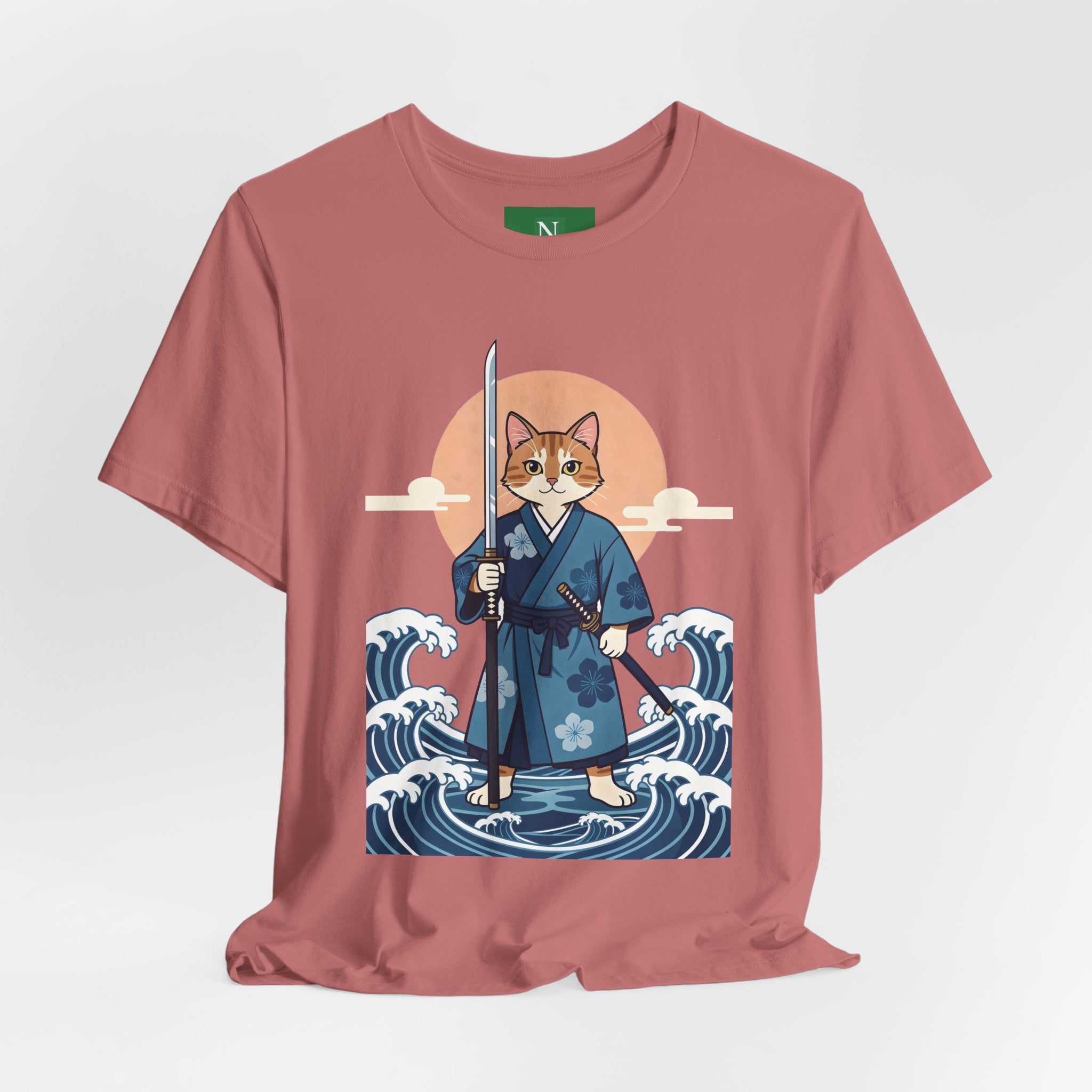 Samurai Cat T-Shirt — Japanese Wave Illustration Tee