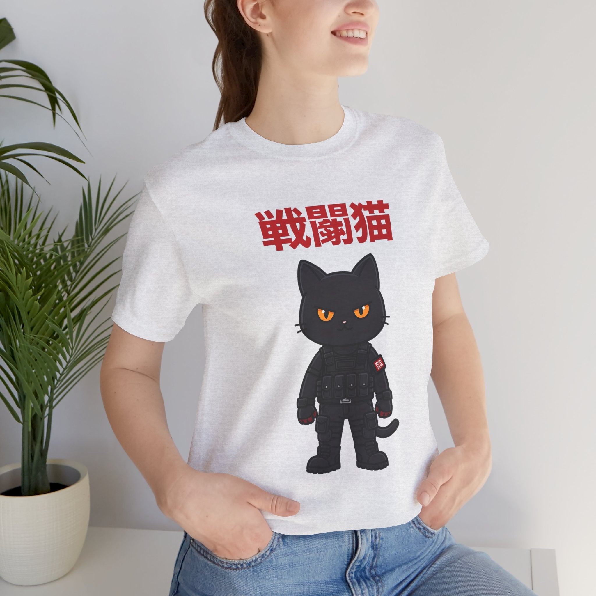 Warrior Cat T-Shirt — Black Cat Samurai Graphic Tee (戦闘猫)