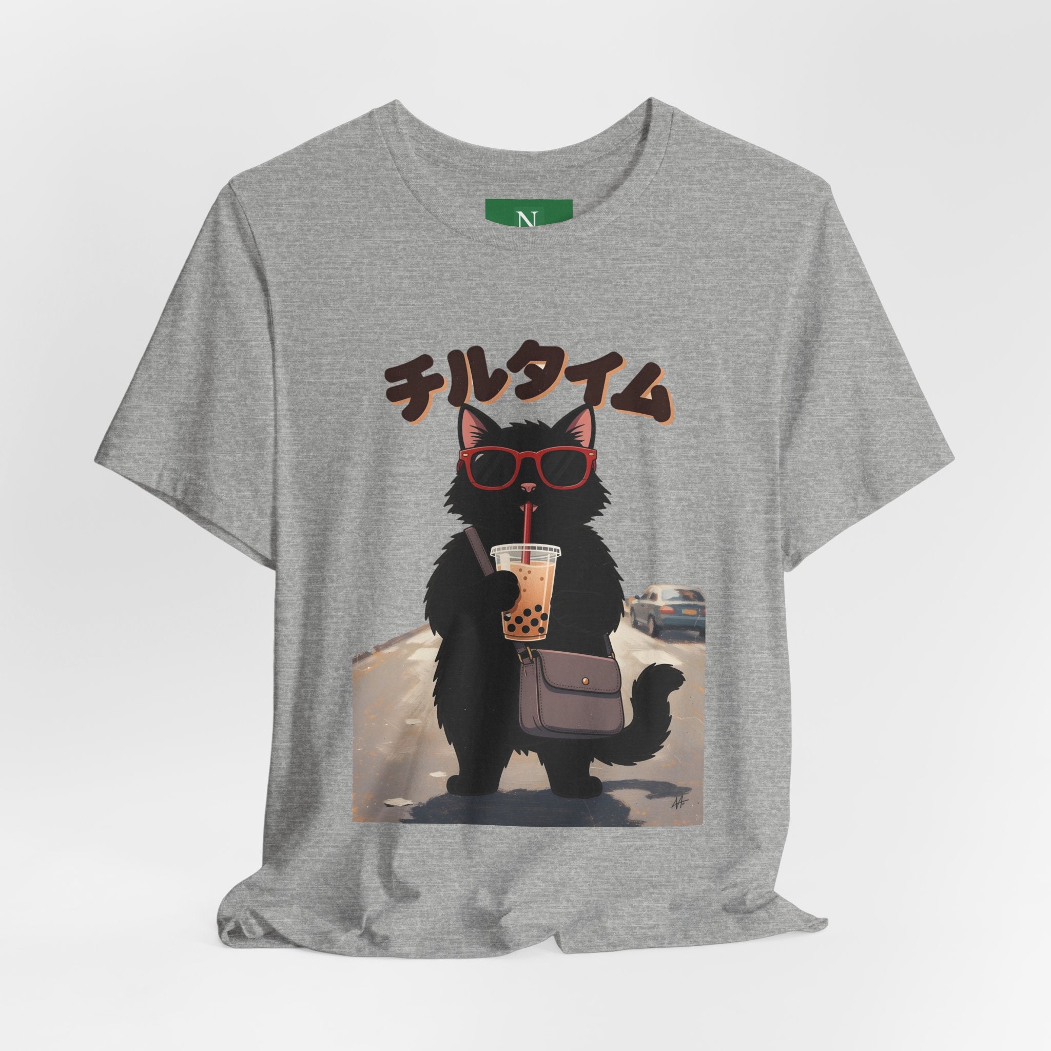 Boba Cat Tee — Cute Cat Drinking Bubble Tea Graphic T-Shirt