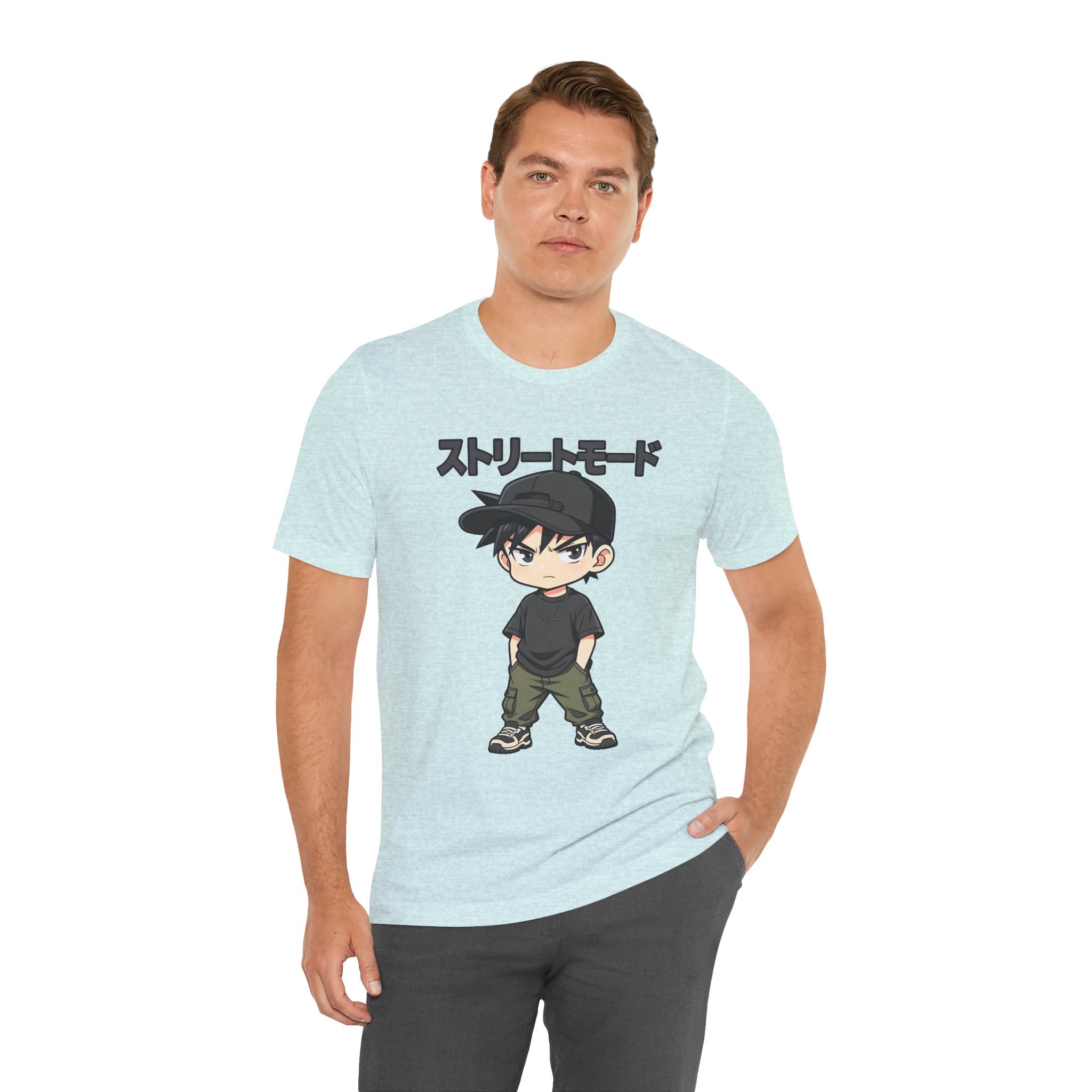 Street Mode Anime Boy T-Shirt — Japanese Text Graphic Tee