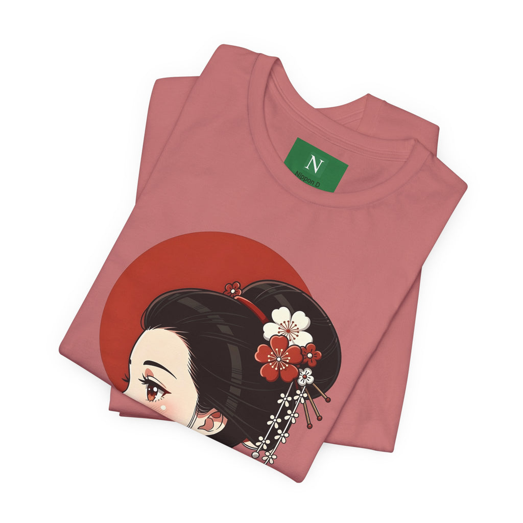 Geisha Portrait Tee — Japanese Floral Kimono Art T-Shirt