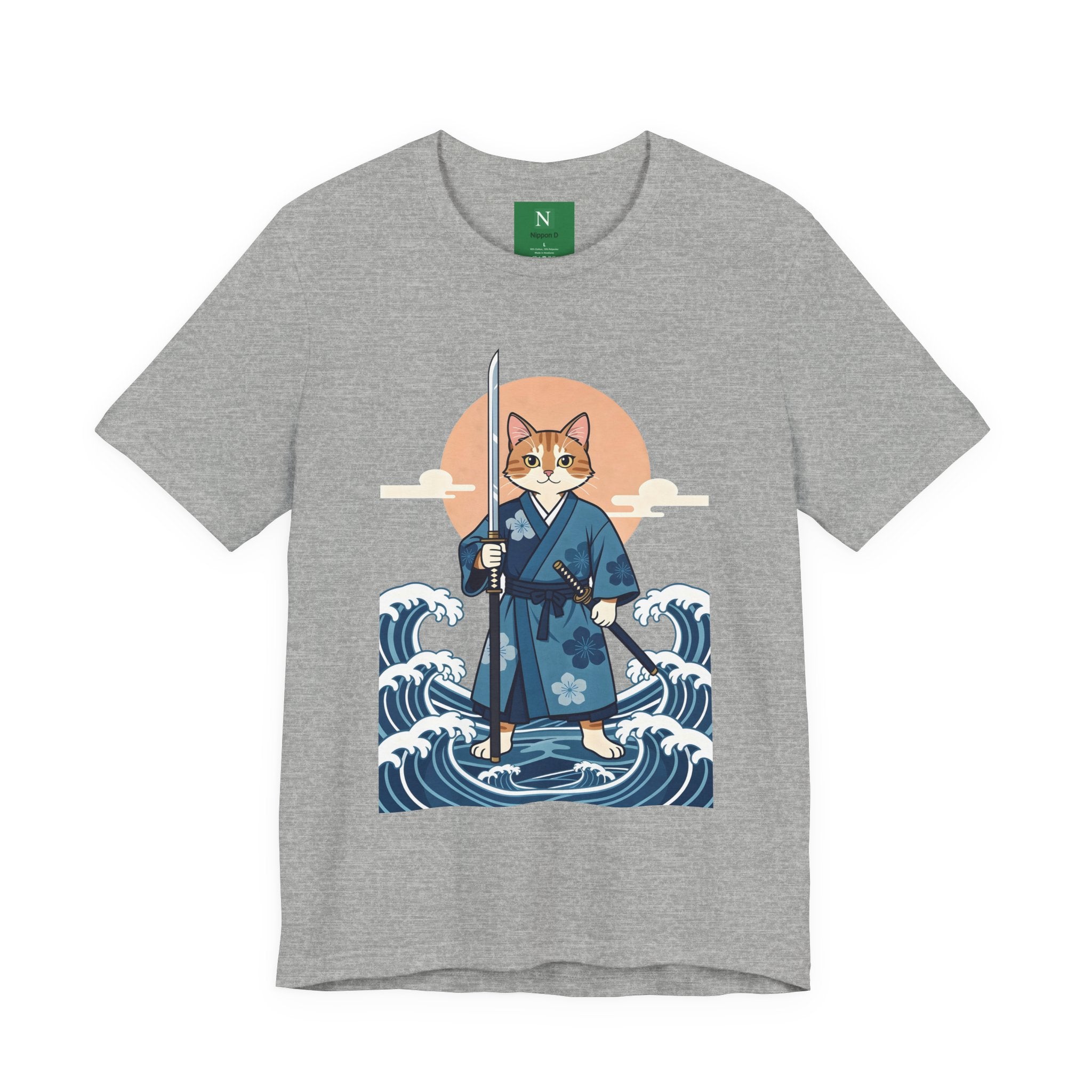 Samurai Cat T-Shirt — Japanese Wave Illustration Tee