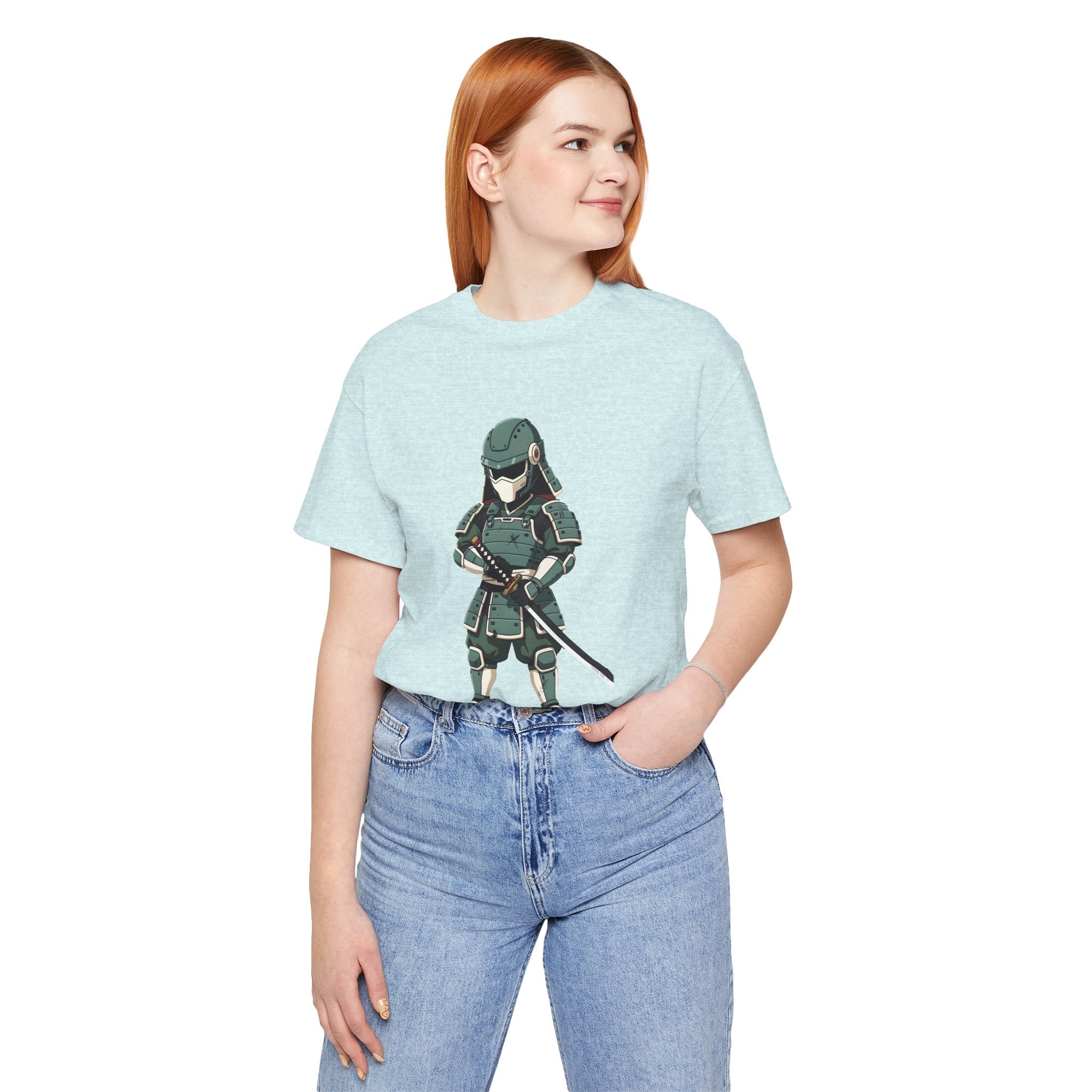 Samurai Cat T-Shirt – Cute Armored Kitty with Katana Graphic