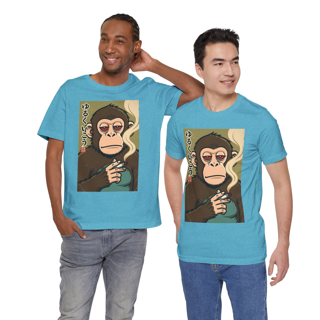 Smoking Monkey Graphic Tee — Japanese Retro Ape Illustration T-Shirt