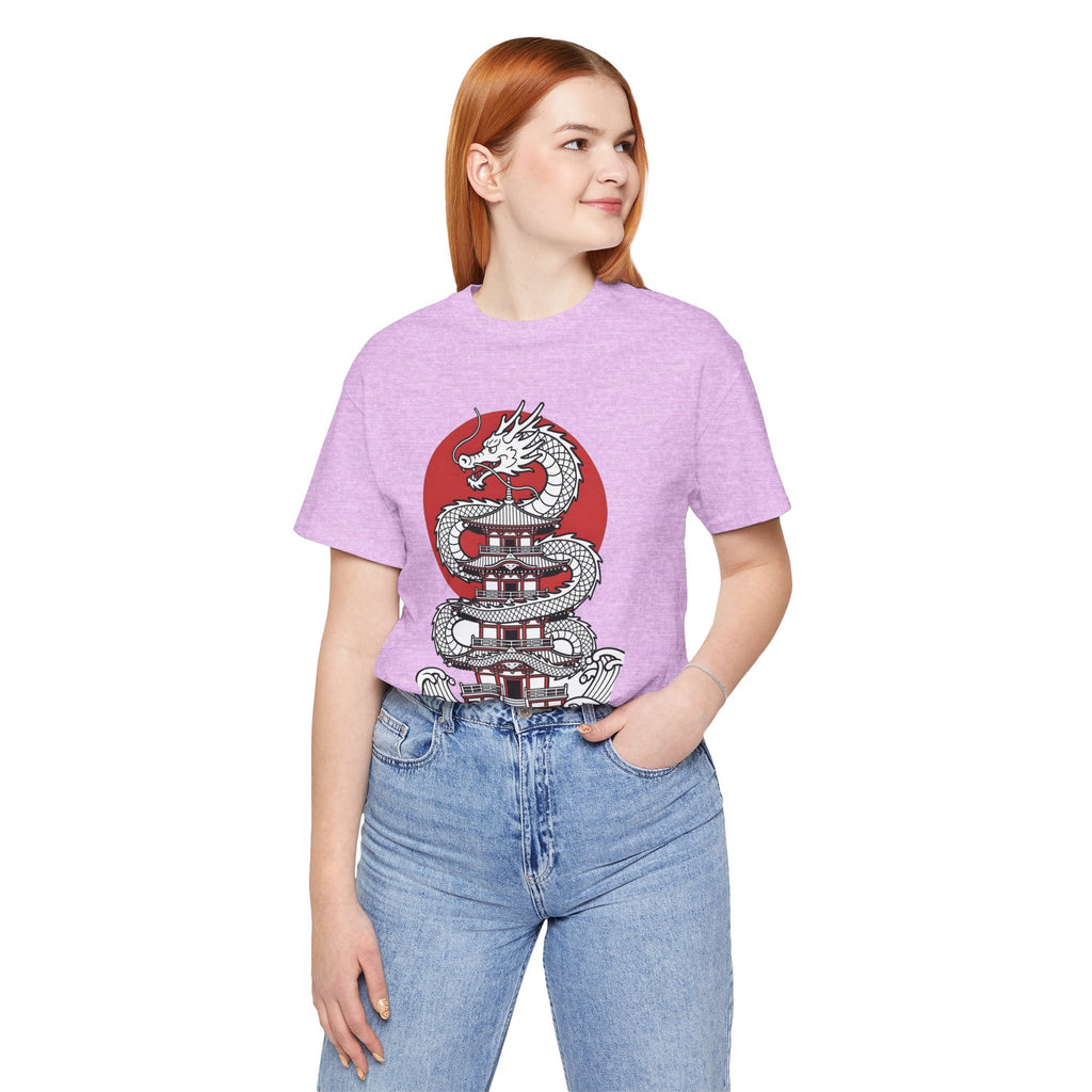 Dragon Pagoda T‑Shirt — Japanese Red Sun Temple Graphic Tee