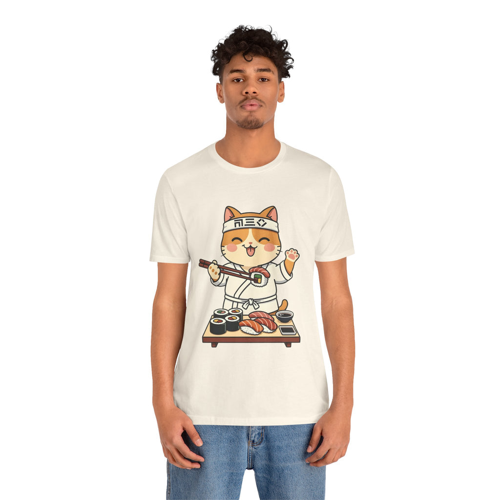 Sushi Chef Cat T‑Shirt — Cute Kawaii Cat Making Sushi Graphic Tee