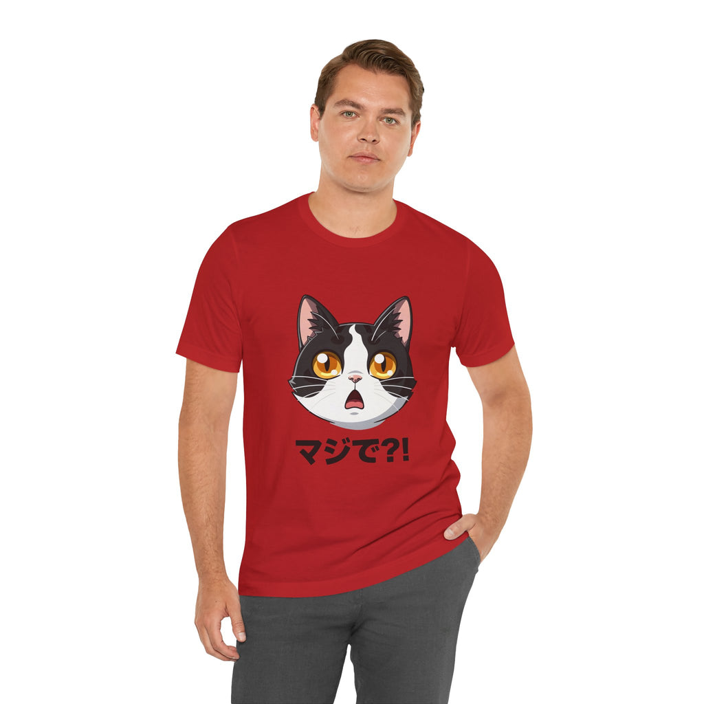 Cat Shock Face Graphic Tee — マジで?! Cute Anime Cat T-Shirt