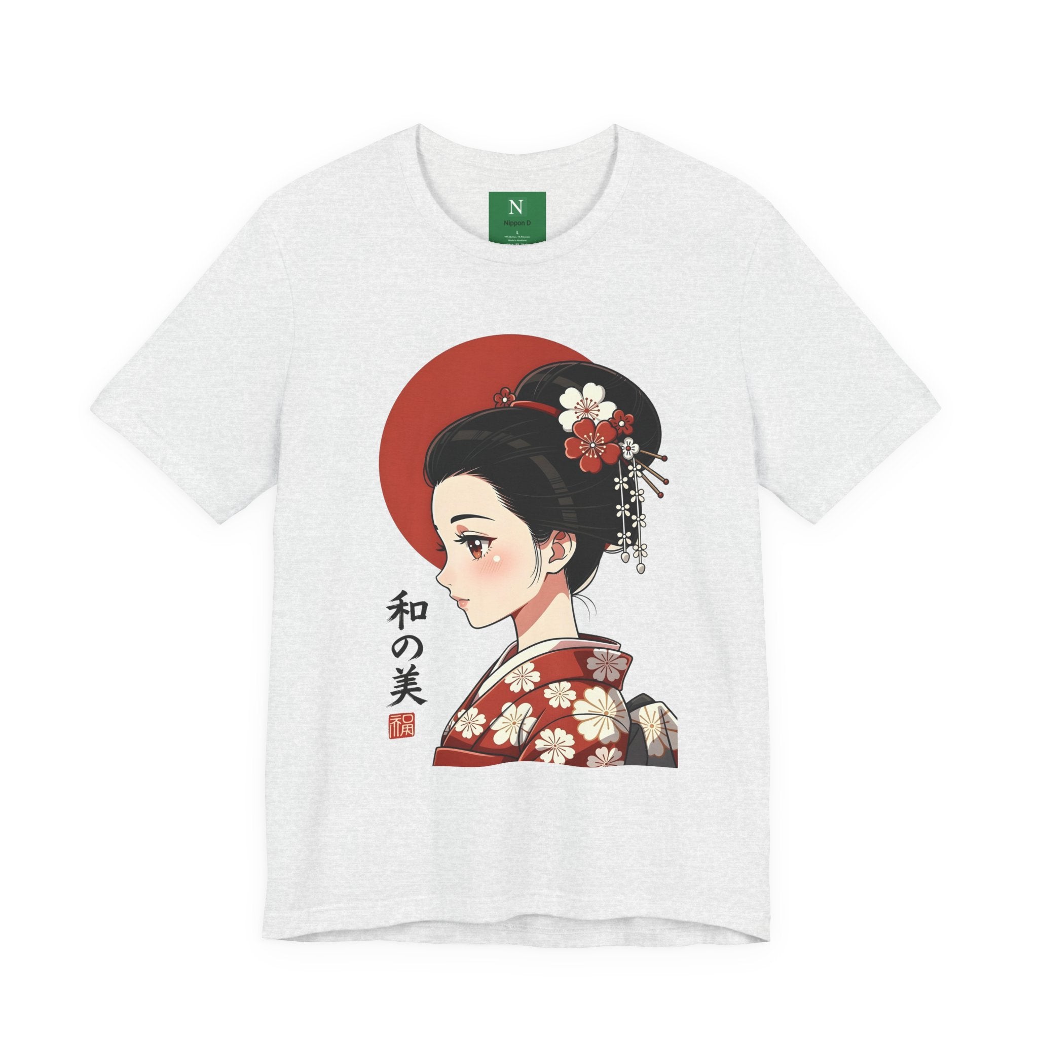 Geisha Portrait Tee — Japanese Floral Kimono Art T-Shirt