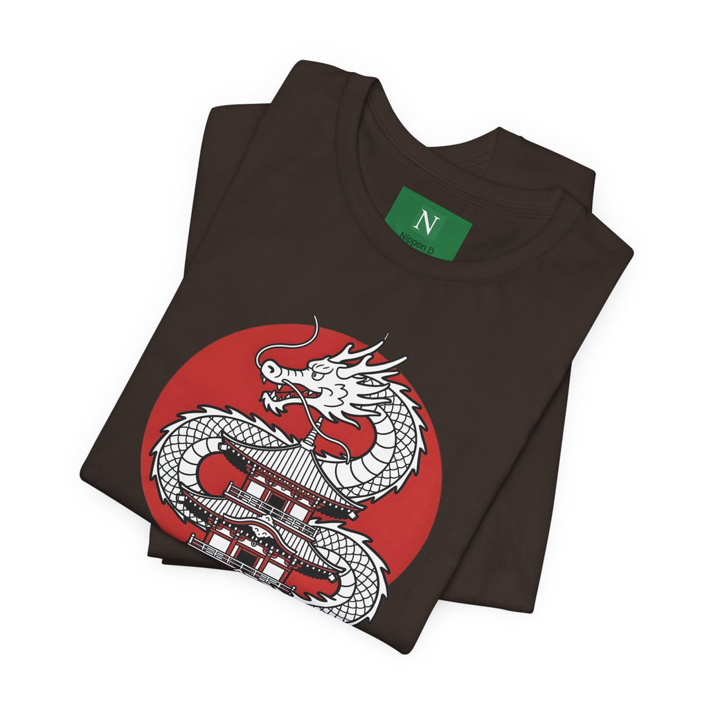 Dragon Pagoda T‑Shirt — Japanese Red Sun Temple Graphic Tee