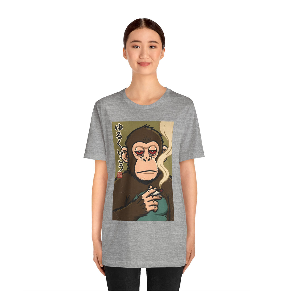 Smoking Monkey Graphic Tee — Japanese Retro Ape Illustration T-Shirt