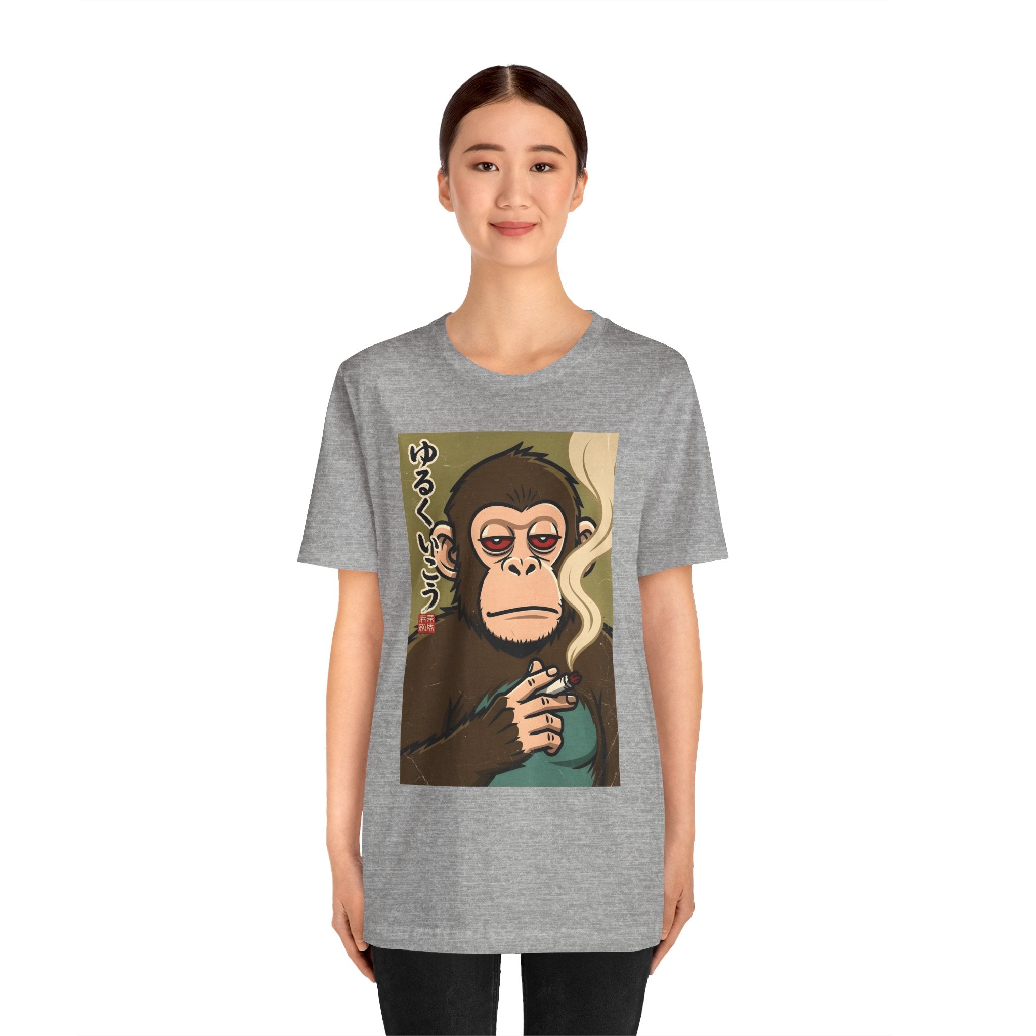Smoking Monkey Graphic Tee — Japanese Retro Ape Illustration T-Shirt
