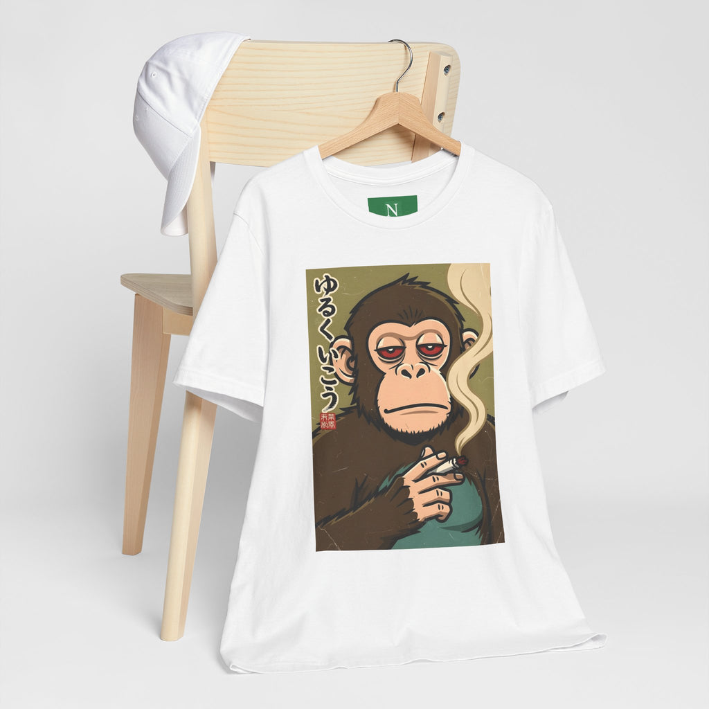 Smoking Monkey Graphic Tee — Japanese Retro Ape Illustration T-Shirt