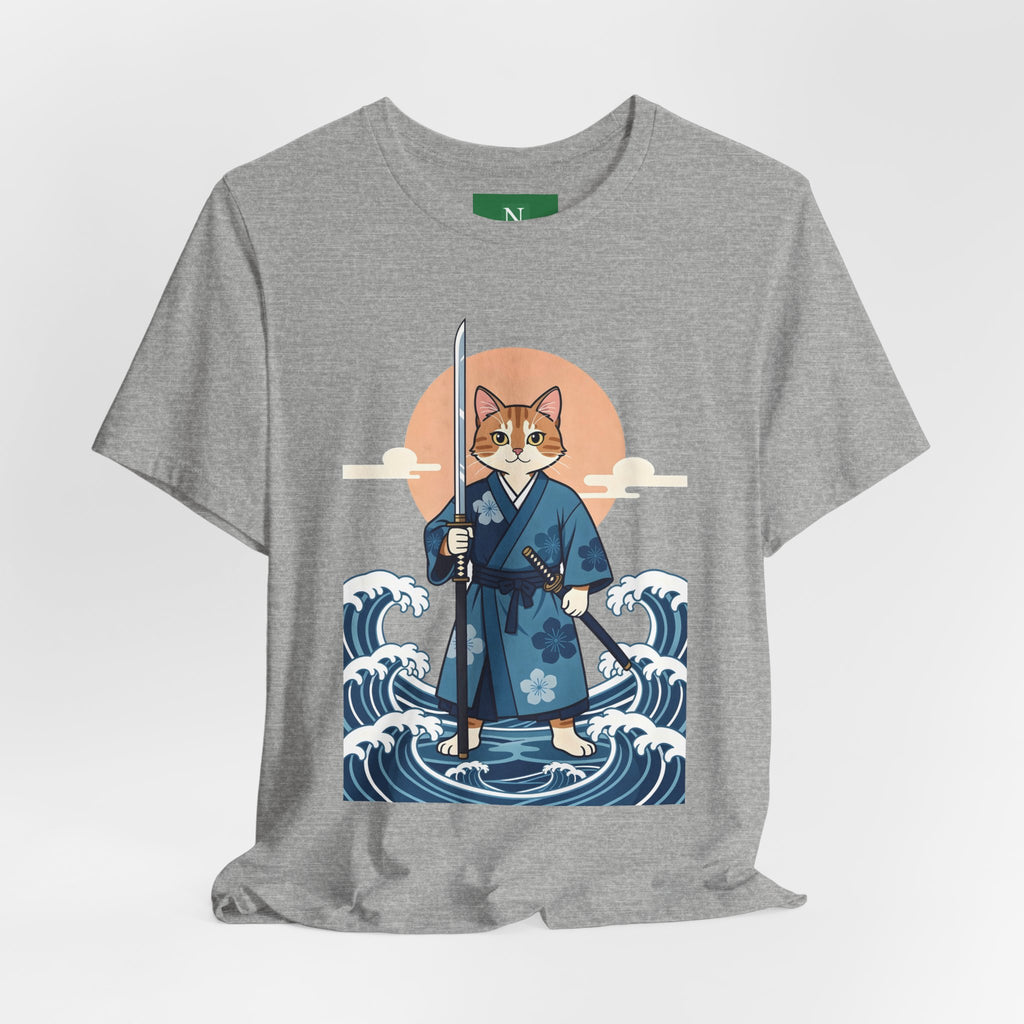 Samurai Cat T-Shirt — Japanese Wave Illustration Tee