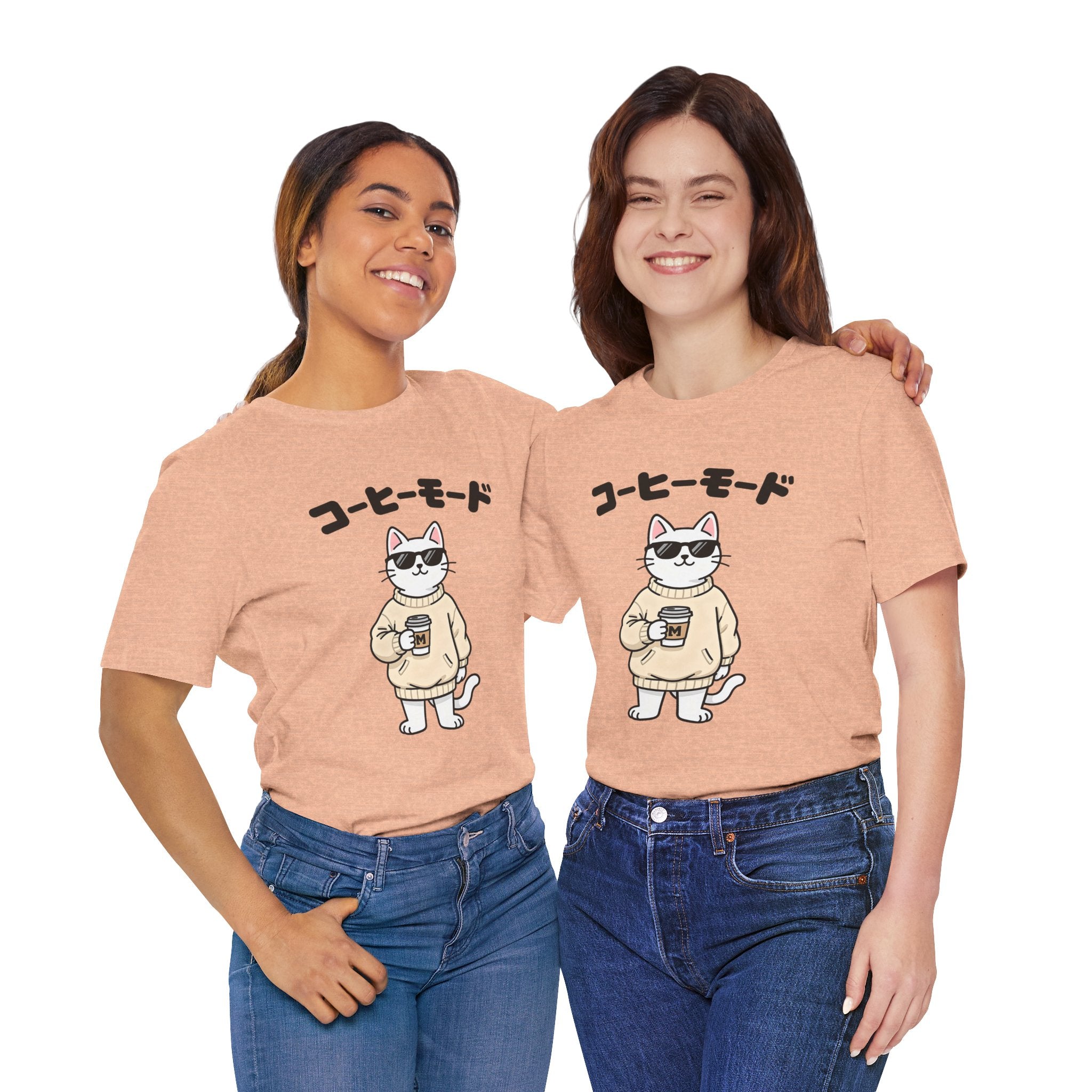 Coffee Mode Cat Tee — Cute Japanese Cat Holding Coffee T-Shirt