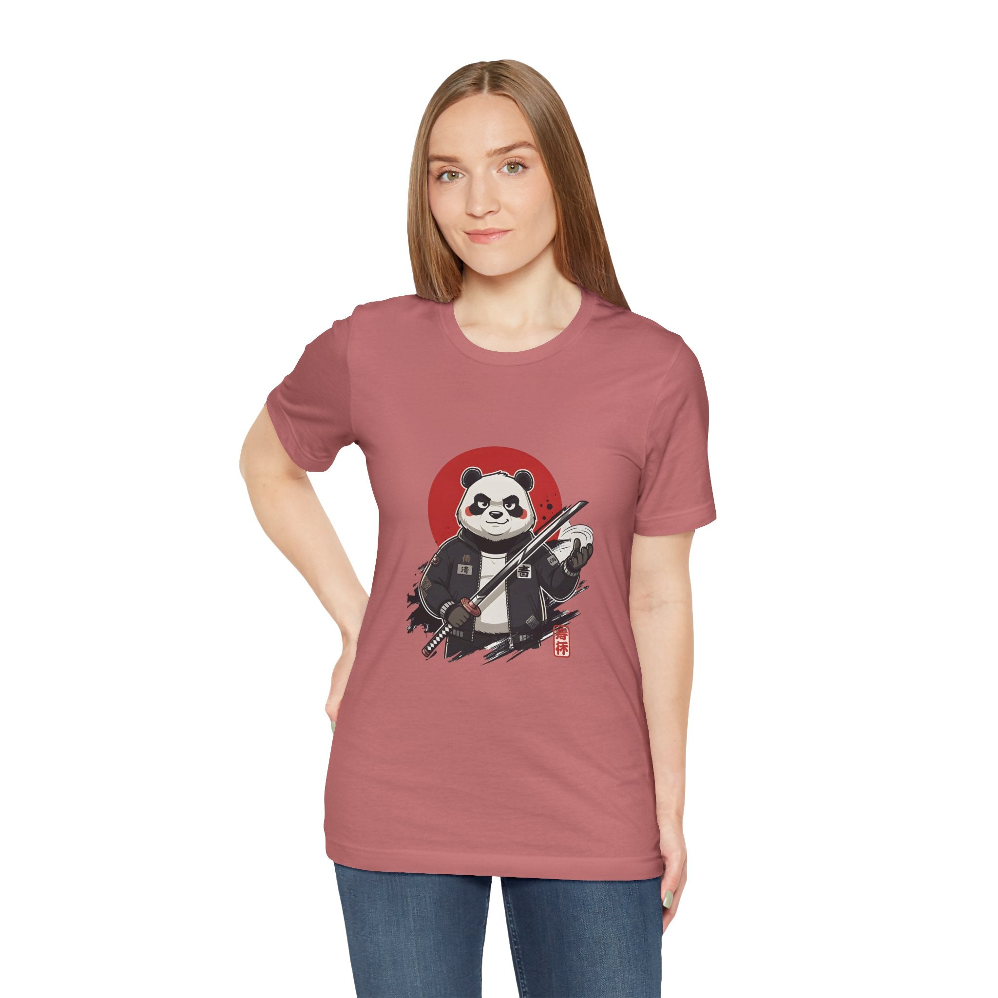 Samurai Panda T-Shirt — Cute Warrior Graphic Tee with Red Sun