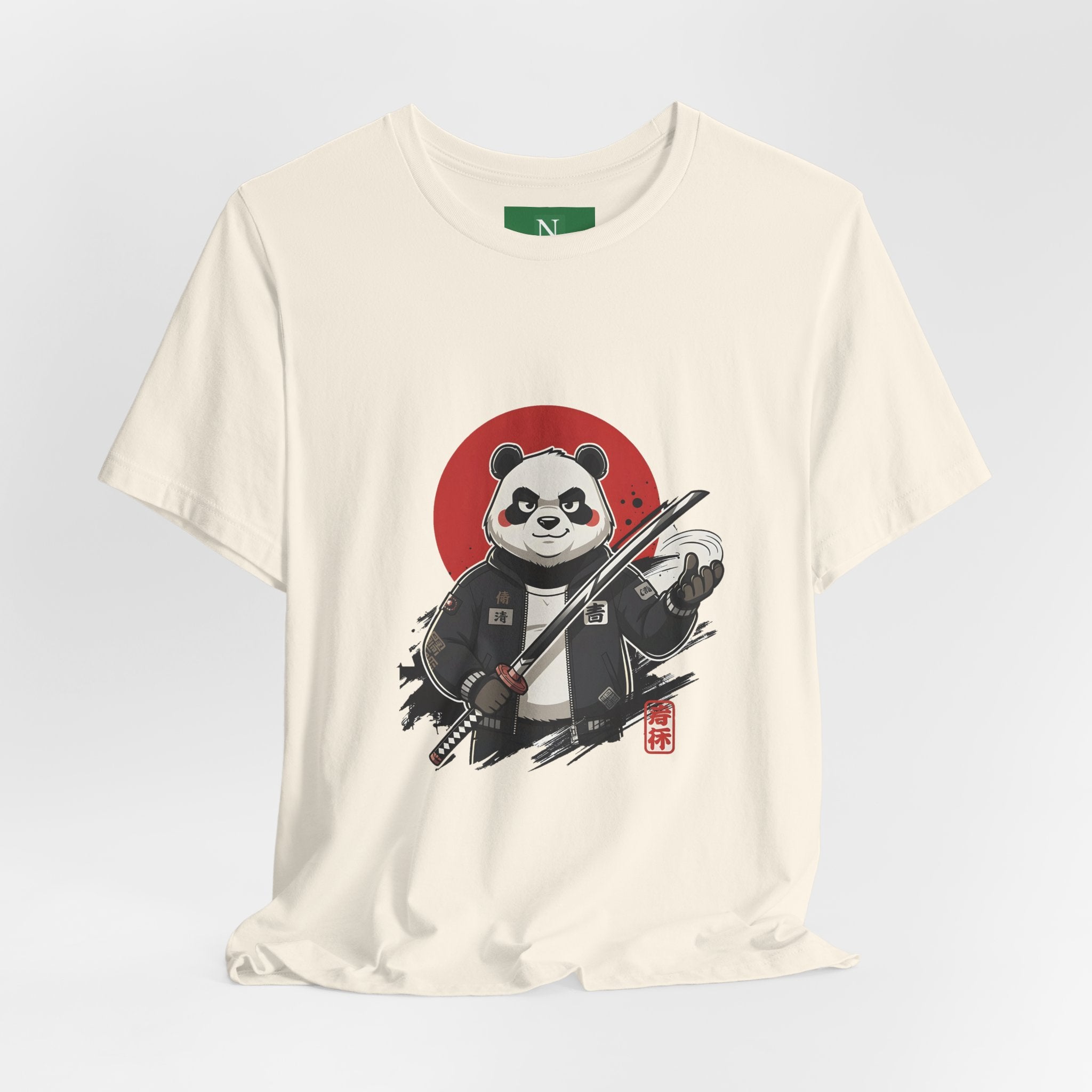 Samurai Panda T-Shirt — Cute Warrior Graphic Tee with Red Sun