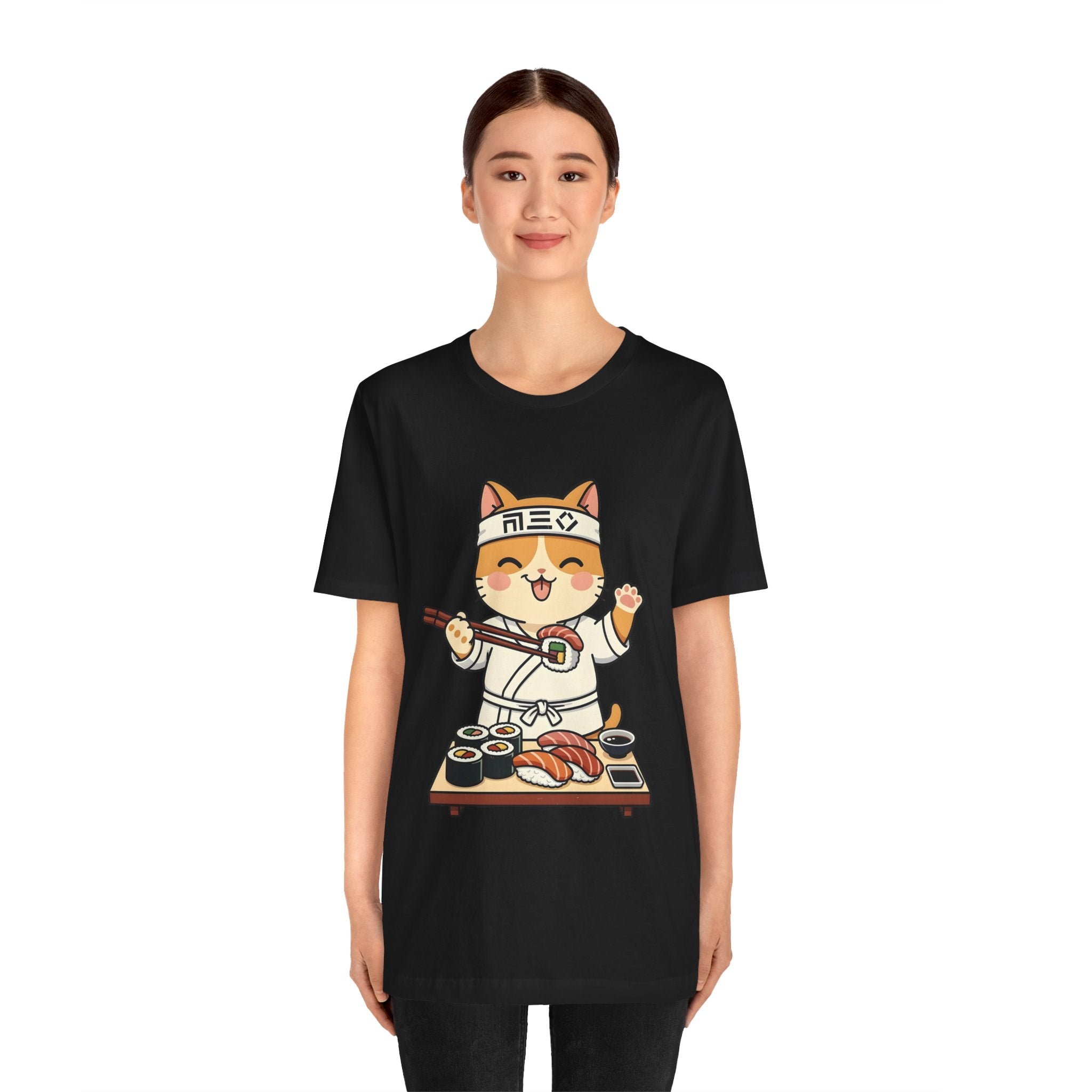 Sushi Chef Cat T‑Shirt — Cute Kawaii Cat Making Sushi Graphic Tee