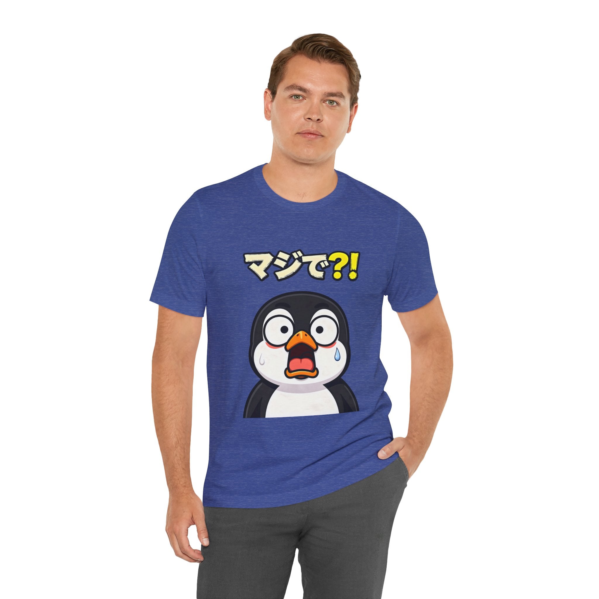 Shocked Penguin Tee — Japanese “マジで?!” Cute Anime-Style Graphic T-Shirt