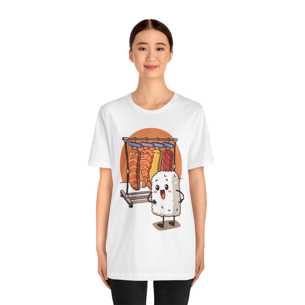 Cute Sushi Rice Cartoon T‑Shirt — Kawaii Nigiri Character Tee