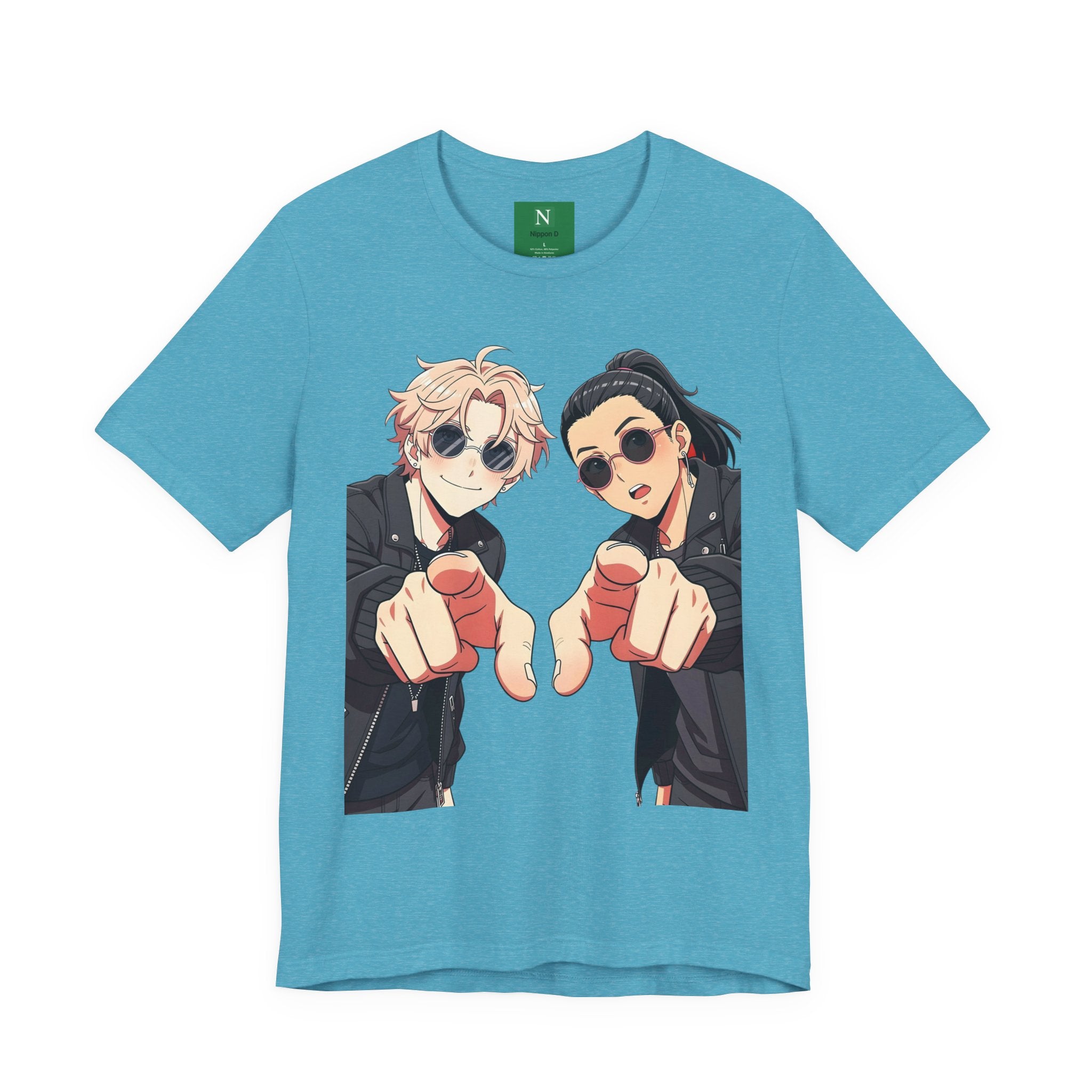 Anime Besties Pointing Tee — Cool Duo Illustration T‑Shirt