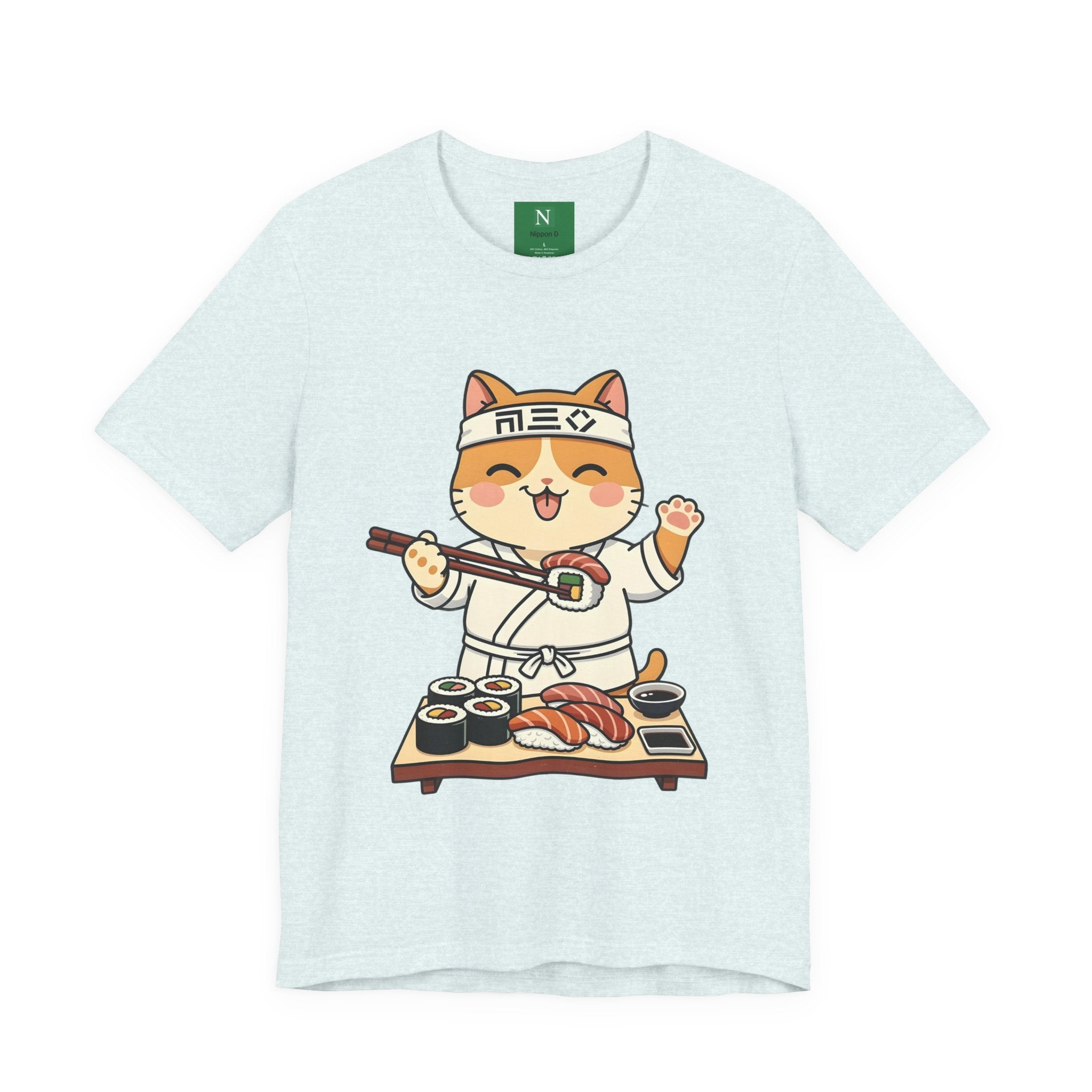 Sushi Chef Cat T‑Shirt — Cute Kawaii Cat Making Sushi Graphic Tee