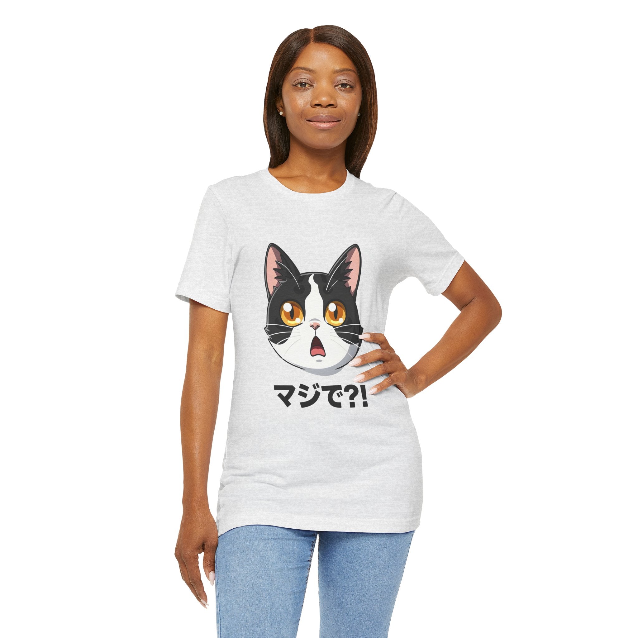 Cat Shock Face Graphic Tee — マジで?! Cute Anime Cat T-Shirt