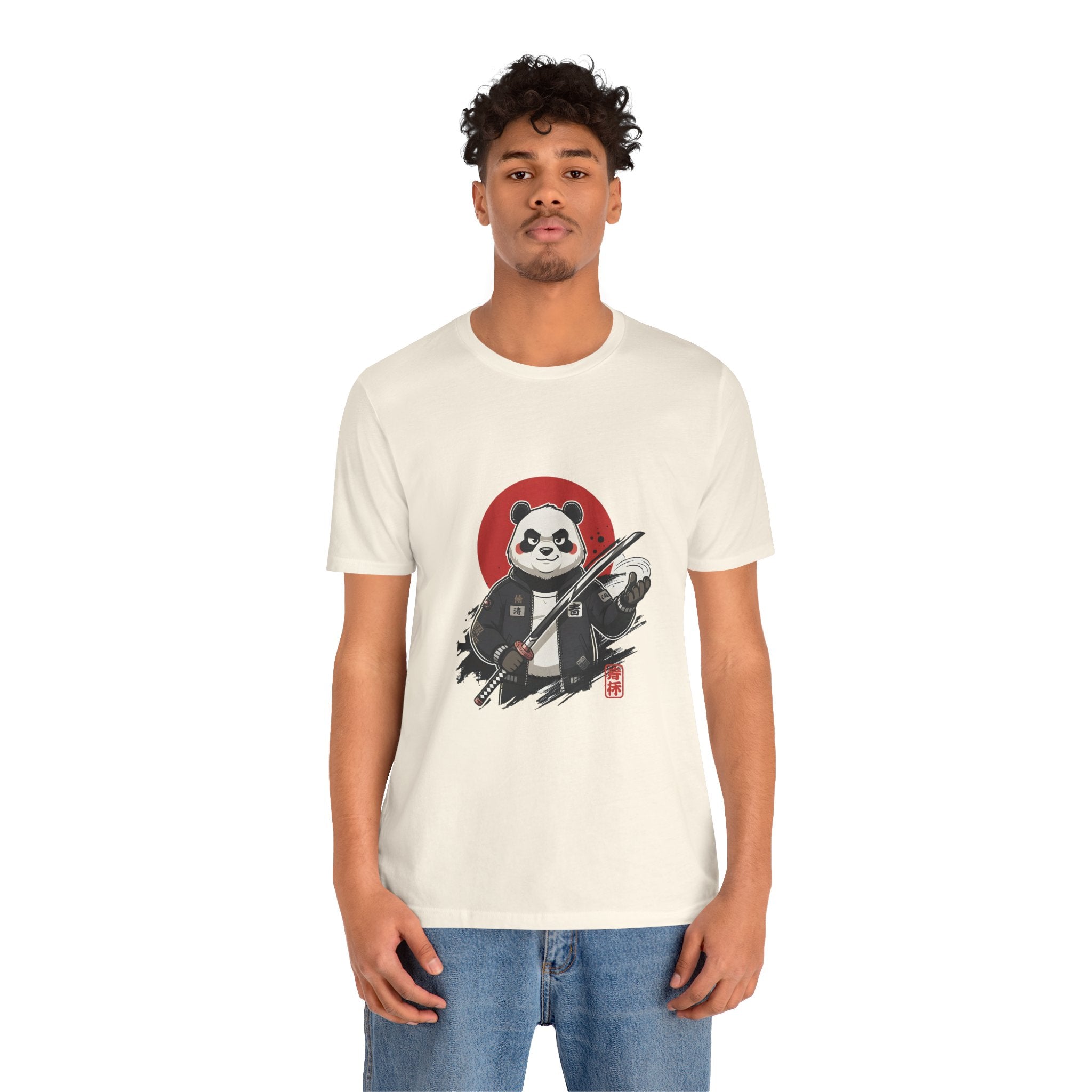 Samurai Panda T-Shirt — Cute Warrior Graphic Tee with Red Sun