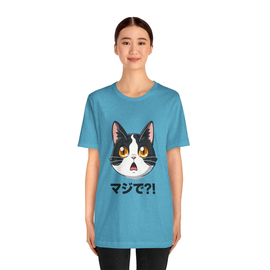 Cat Shock Face Graphic Tee — マジで?! Cute Anime Cat T-Shirt