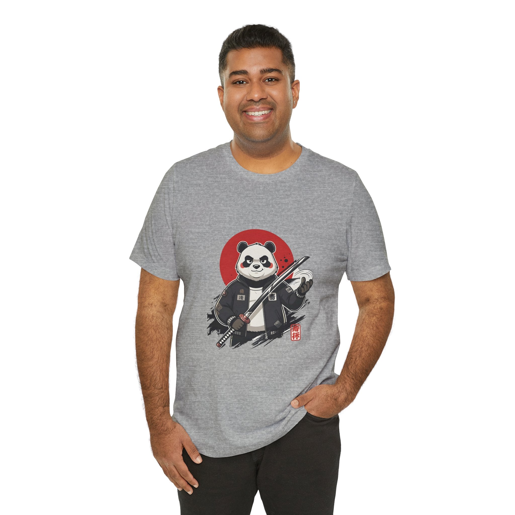 Samurai Panda T-Shirt — Cute Warrior Graphic Tee with Red Sun