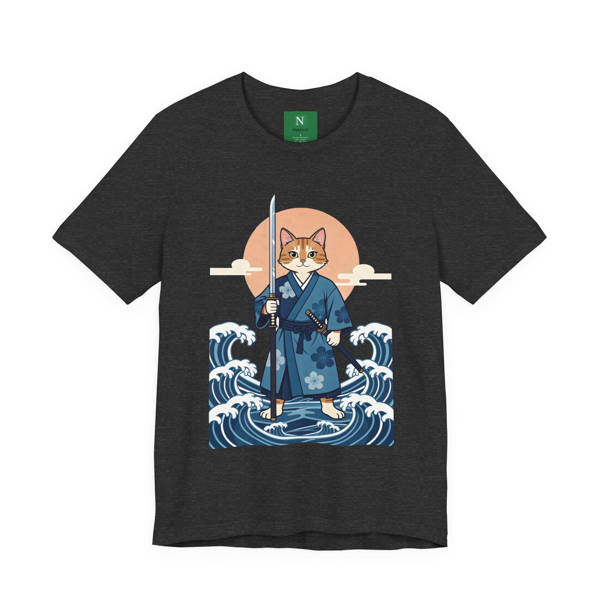 Samurai Cat T-Shirt — Japanese Wave Illustration Tee