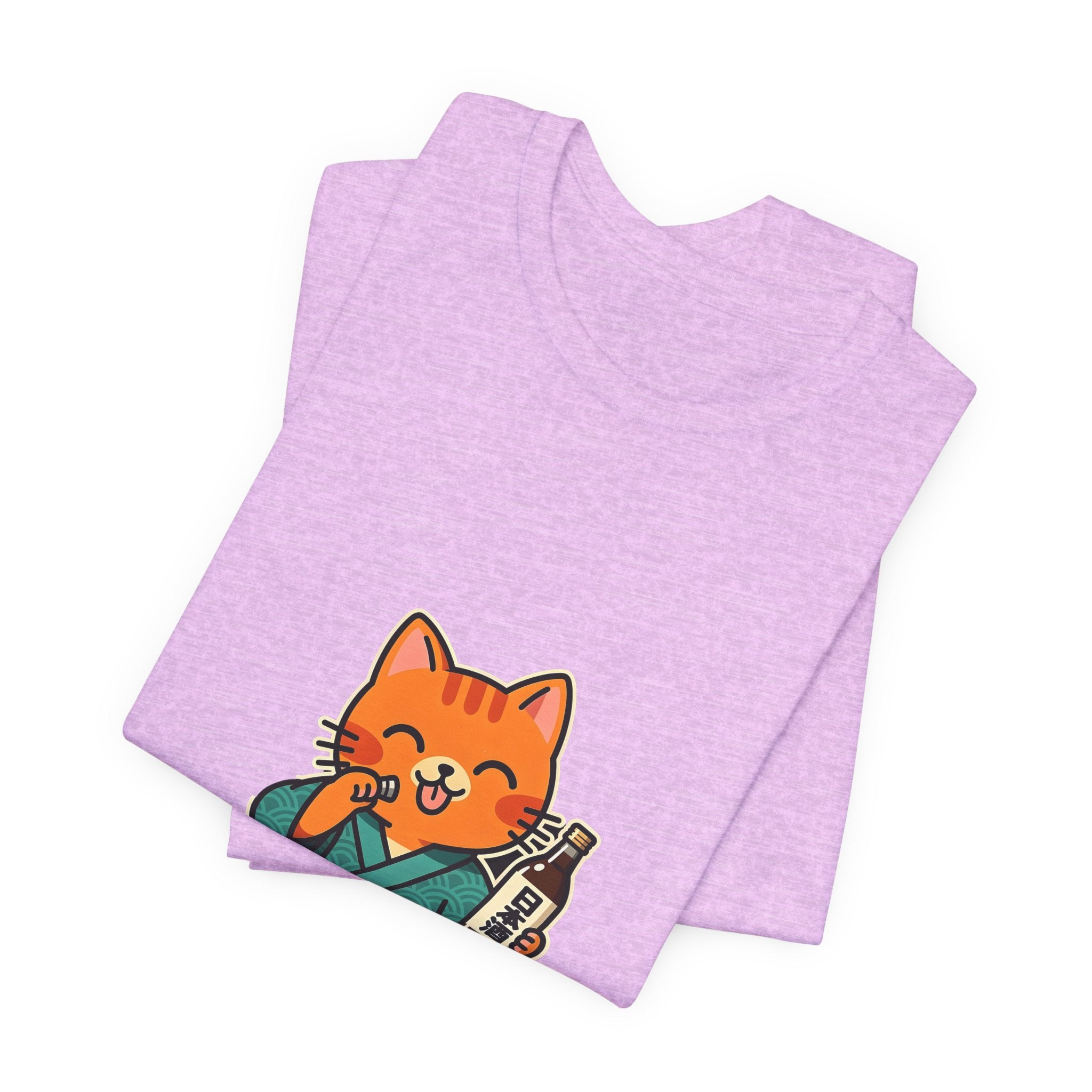 Sake Cat Tee — Cute Orange Cat in Kimono Drinking Sake T-Shirt